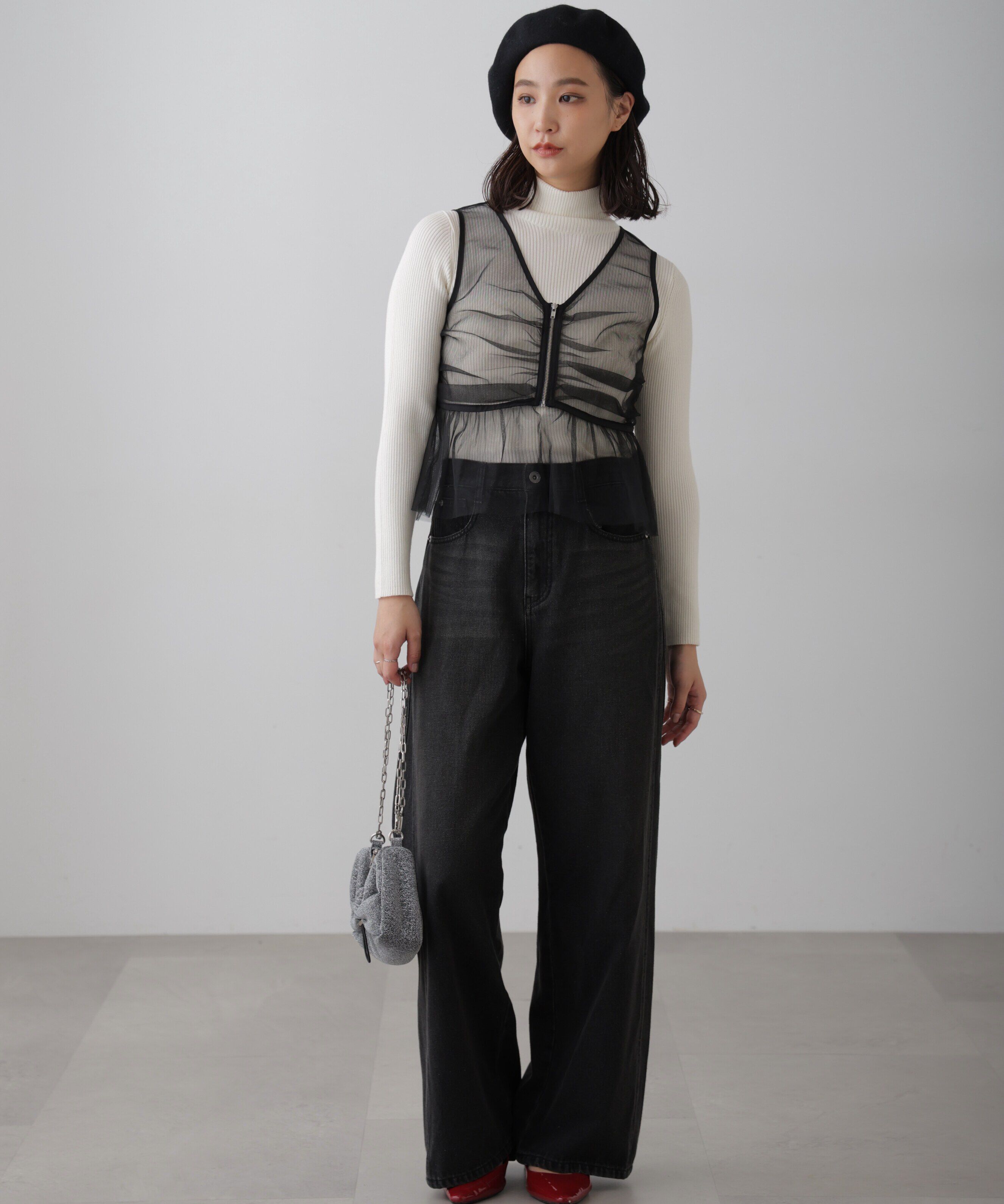  「チュールジップペプラムビスチェ」|シャツ・ブラウス|