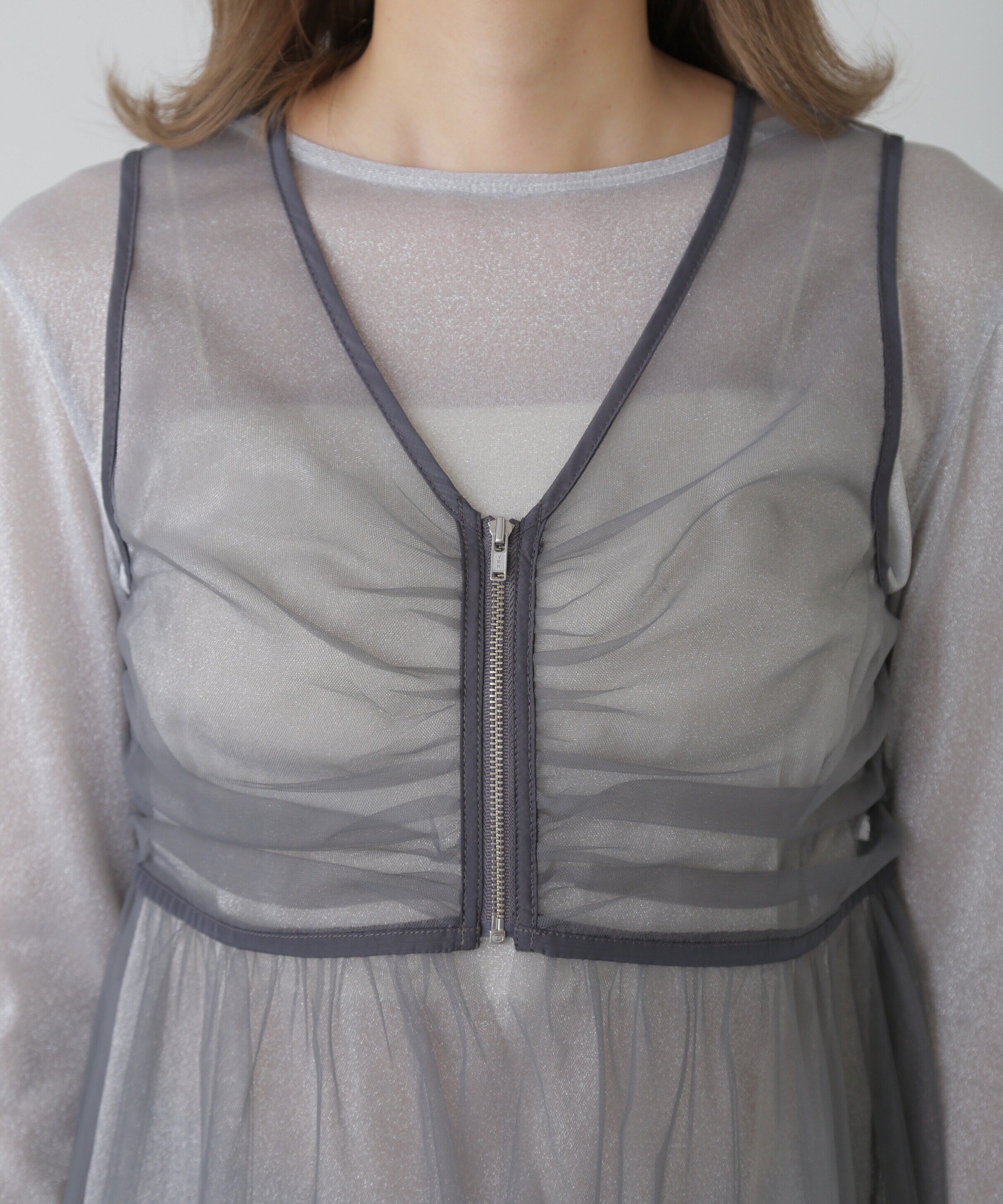  「チュールジップペプラムビスチェ」|シャツ・ブラウス|