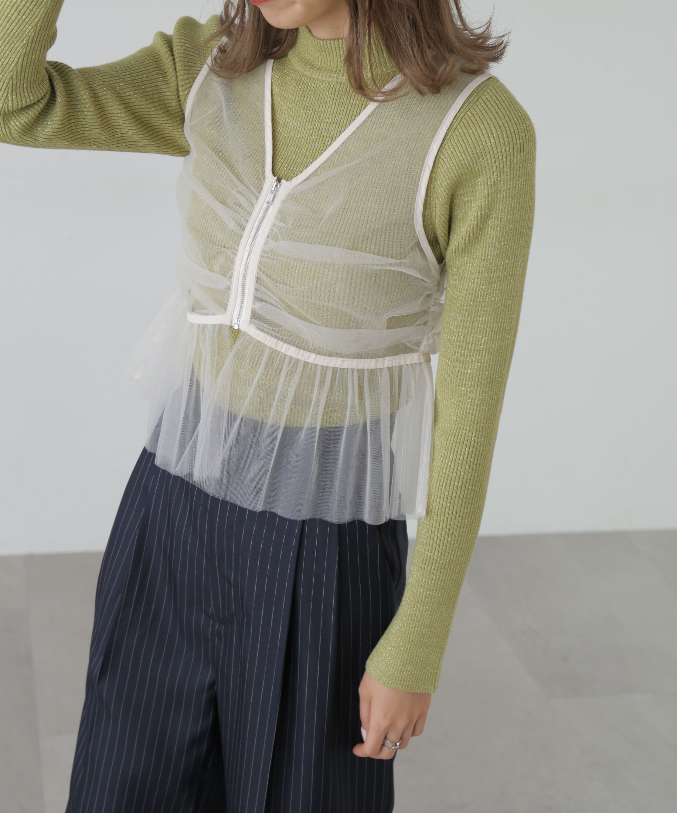  「チュールジップペプラムビスチェ」|シャツ・ブラウス|