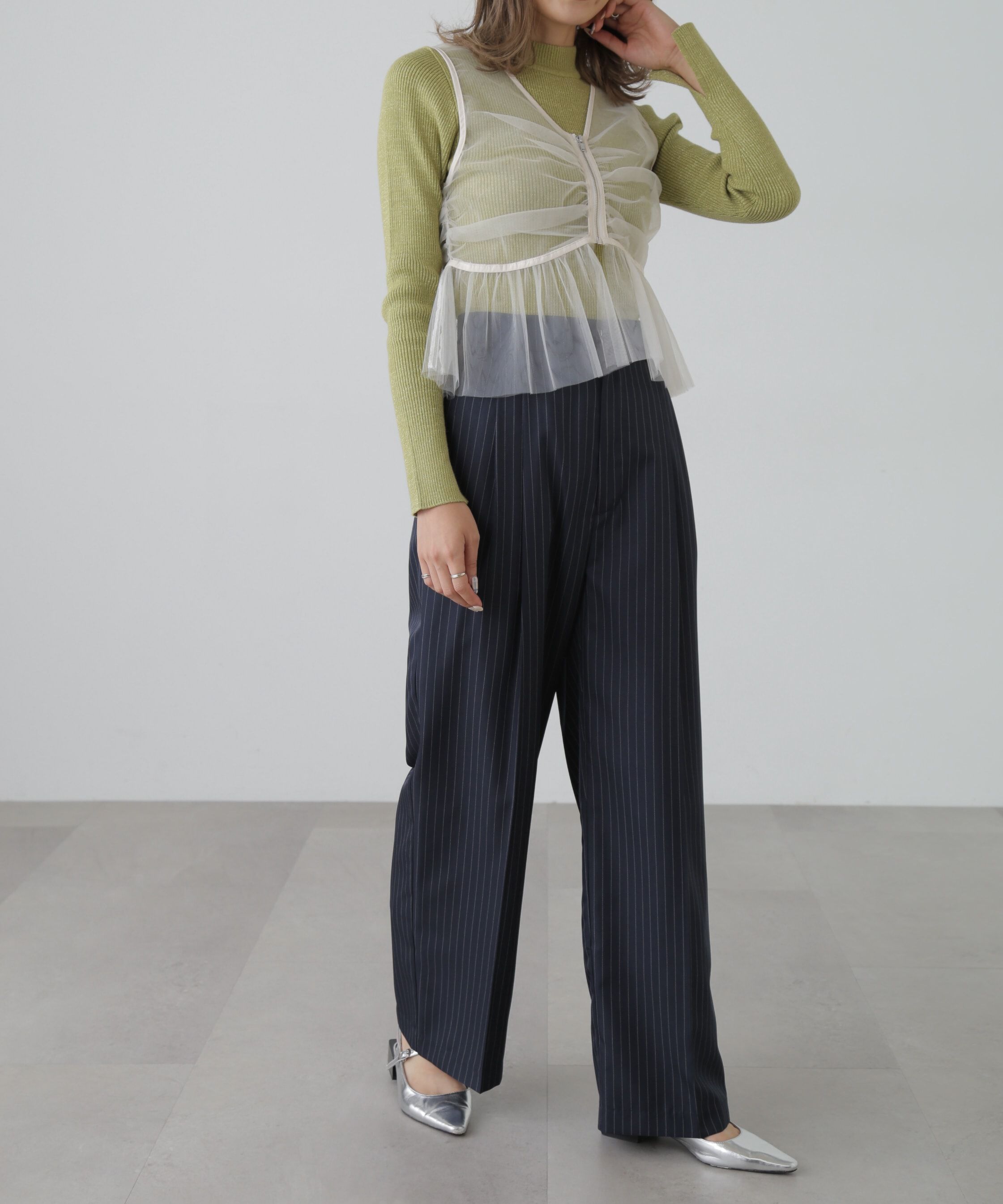  「チュールジップペプラムビスチェ」|シャツ・ブラウス|