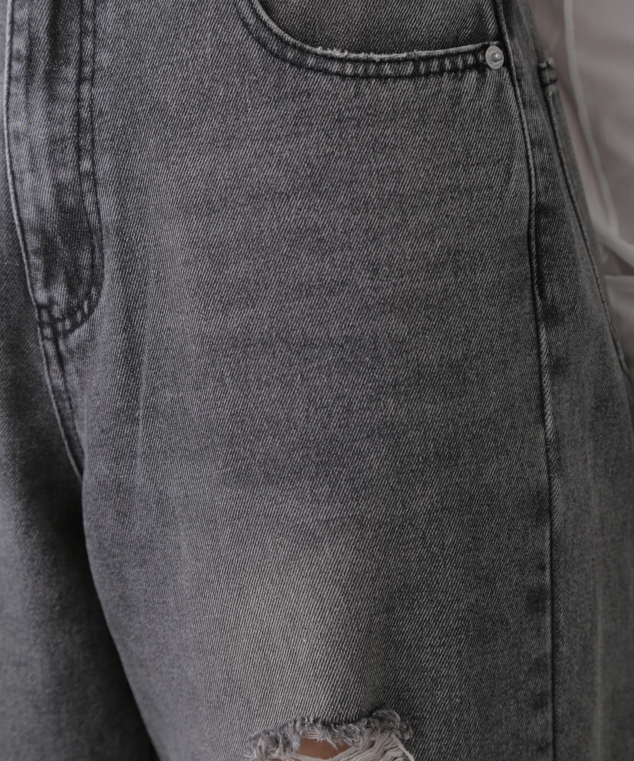  「ストレートワイドクラッシュデニムパンツ」|その他|