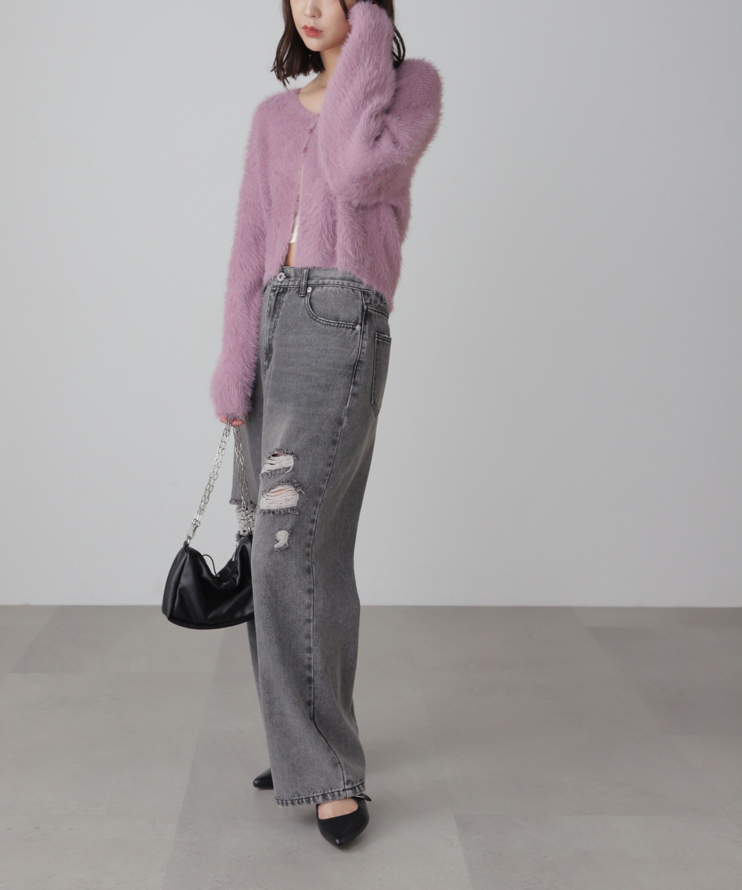  「ストレートワイドクラッシュデニムパンツ」|その他|