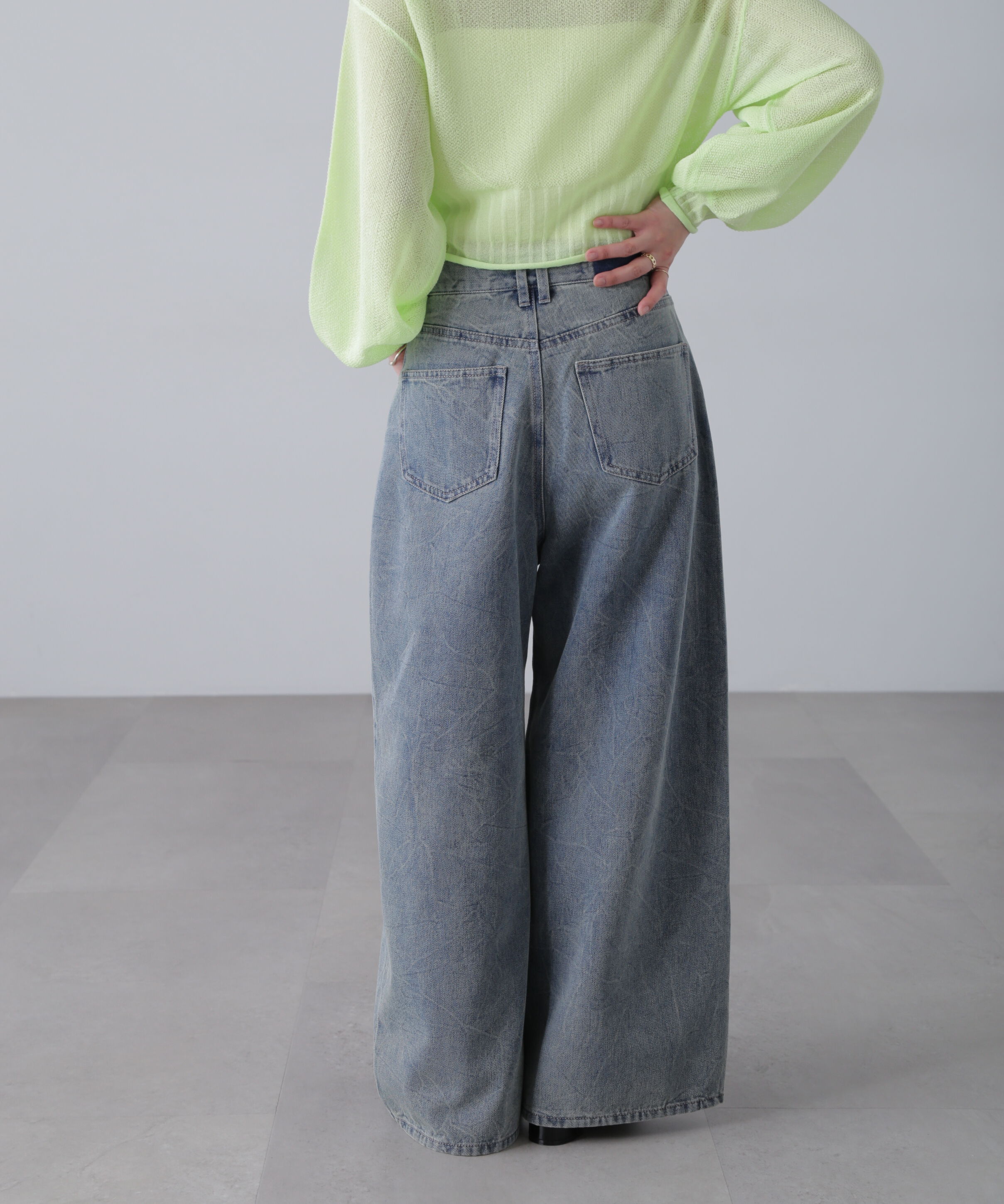  「クリンクル加工タックワイドデニムパンツ」|その他|