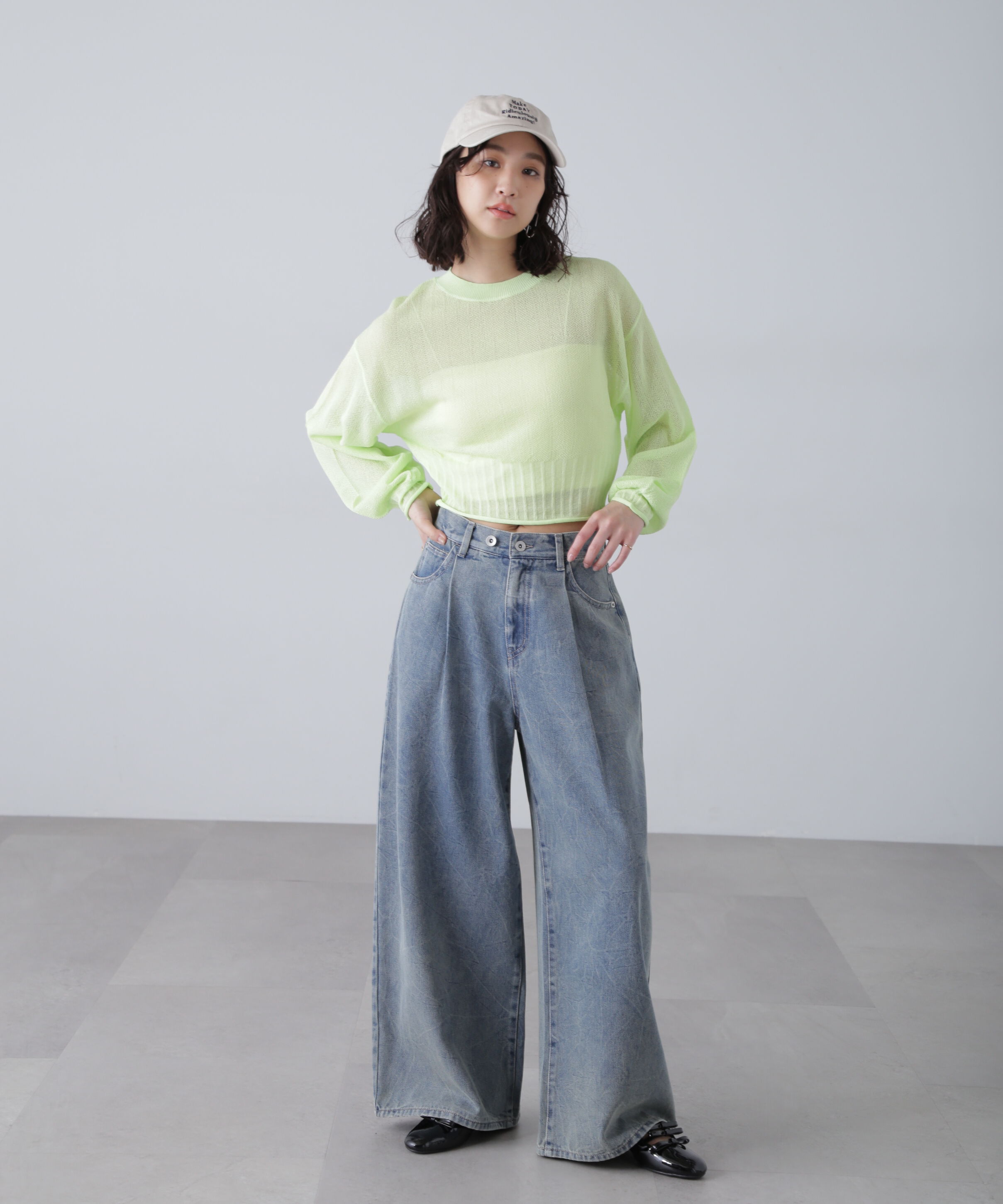  「クリンクル加工タックワイドデニムパンツ」|その他|