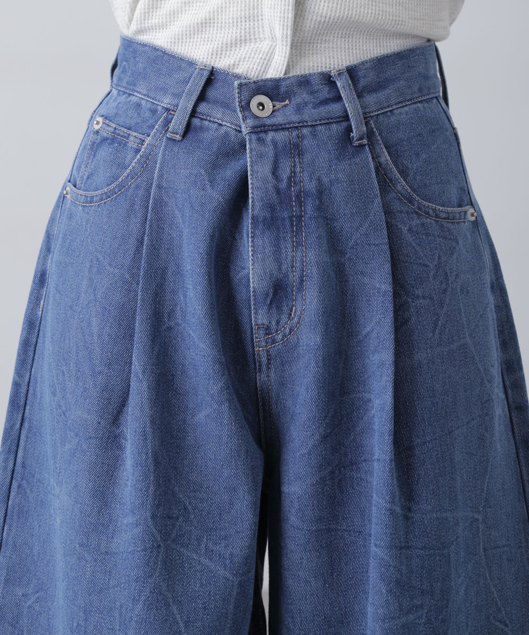  「クリンクル加工タックワイドデニムパンツ」|その他|