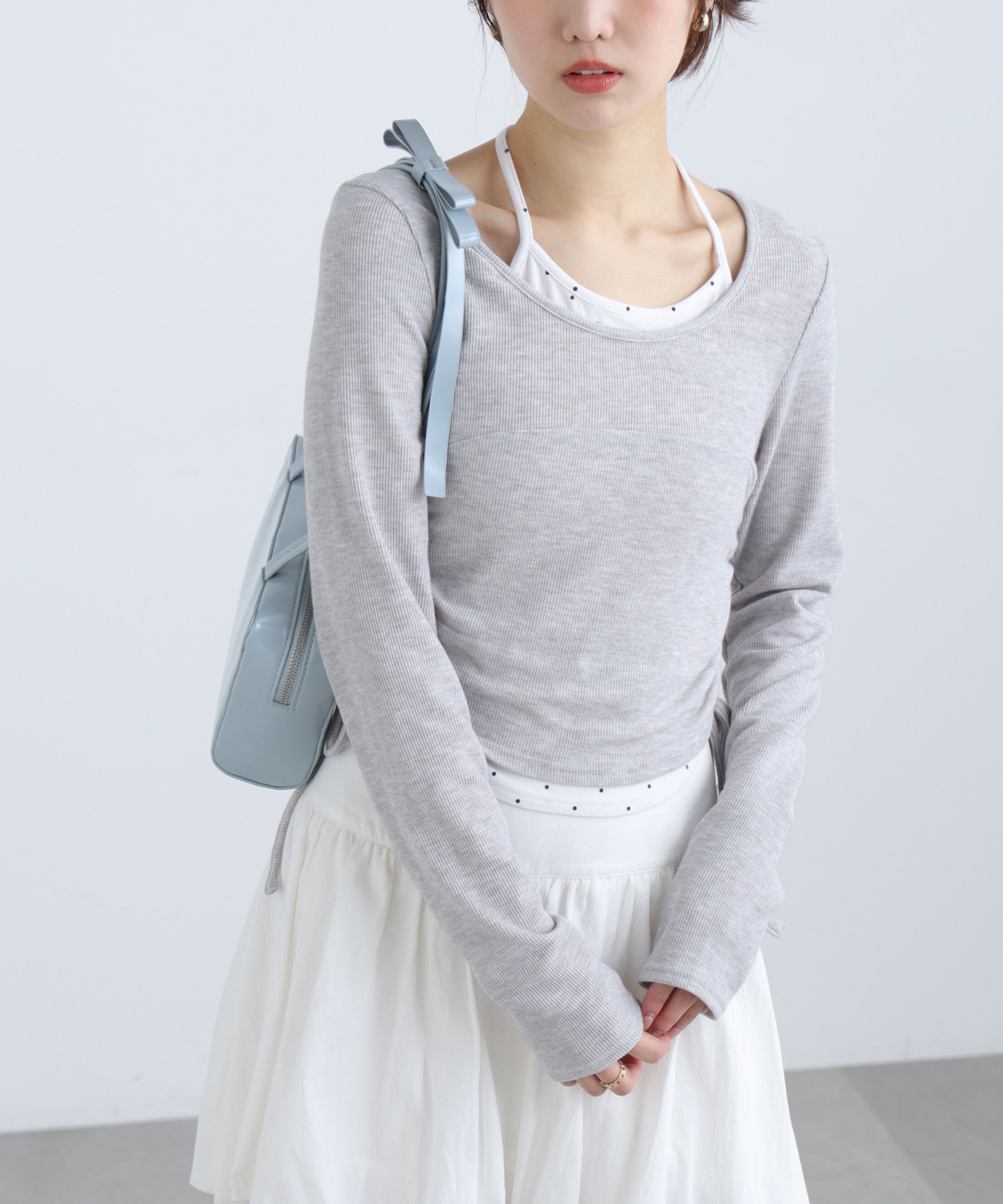  「ホルターネックレイヤードサイドドロストカットソー」|Tシャツ・カットソー|