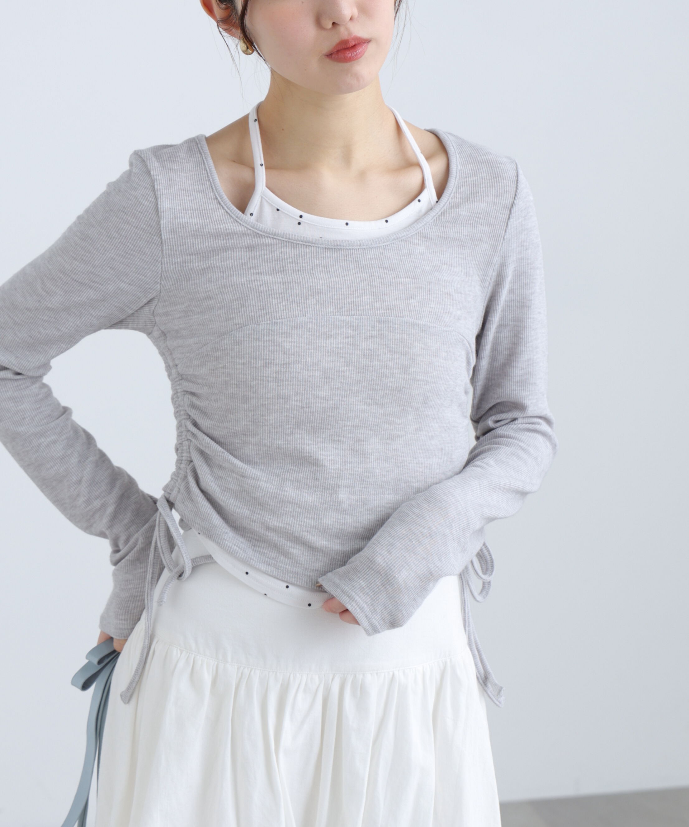  「ホルターネックレイヤードサイドドロストカットソー」|Tシャツ・カットソー|