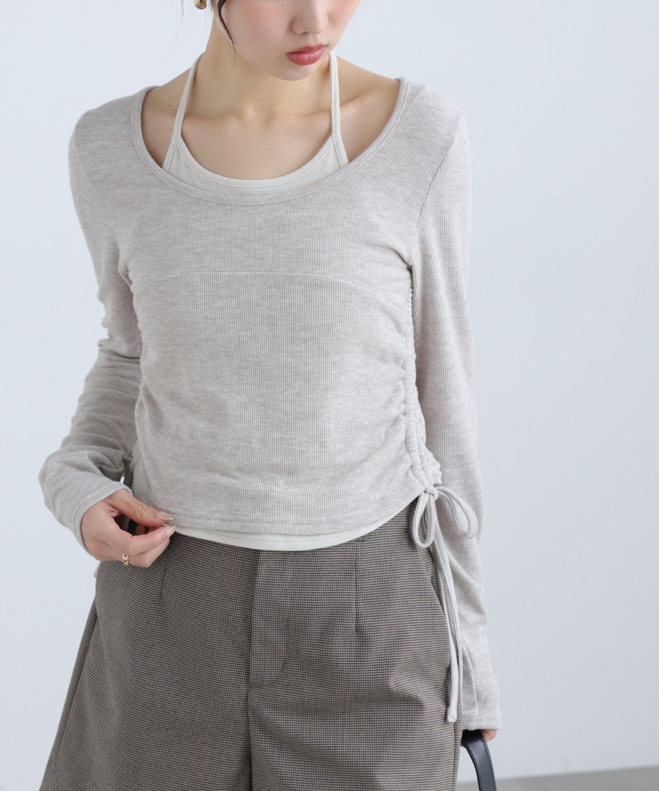  「ホルターネックレイヤードサイドドロストカットソー」|Tシャツ・カットソー|