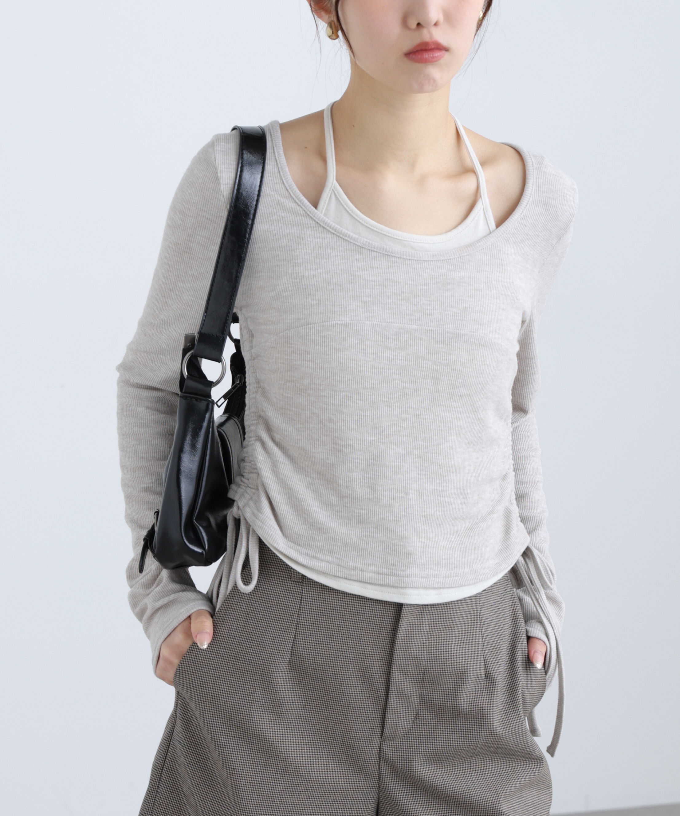  「ホルターネックレイヤードサイドドロストカットソー」|Tシャツ・カットソー|