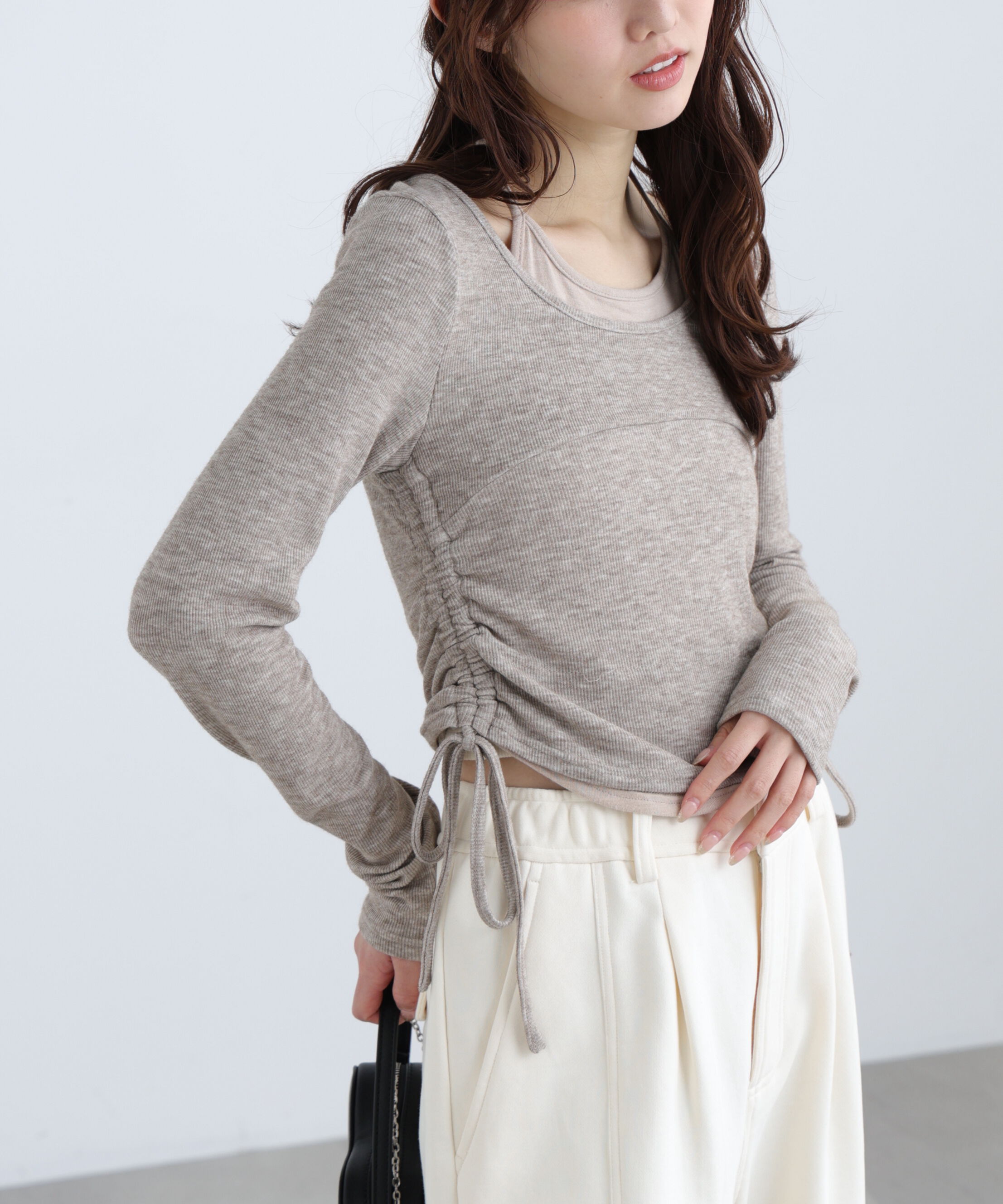  「ホルターネックレイヤードサイドドロストカットソー」|Tシャツ・カットソー|