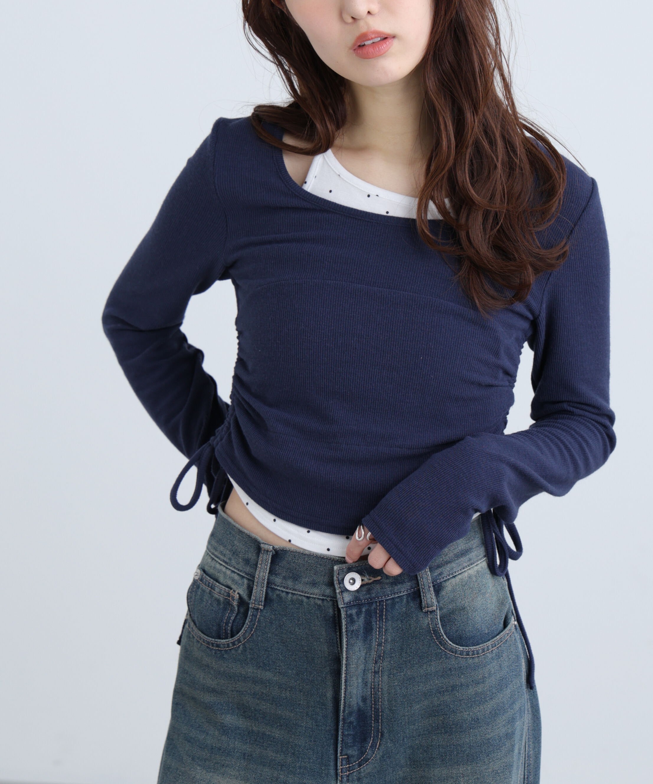  「ホルターネックレイヤードサイドドロストカットソー」|Tシャツ・カットソー|