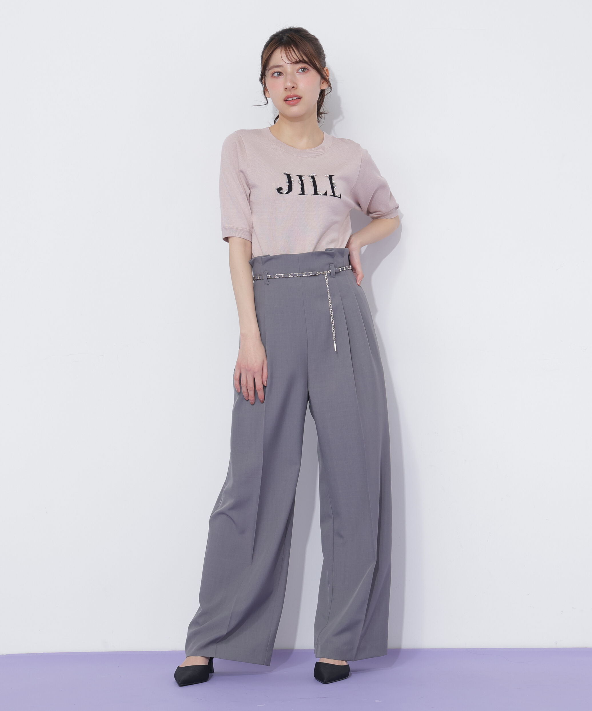  「チェーンベルトタックワイドパンツ」|その他|