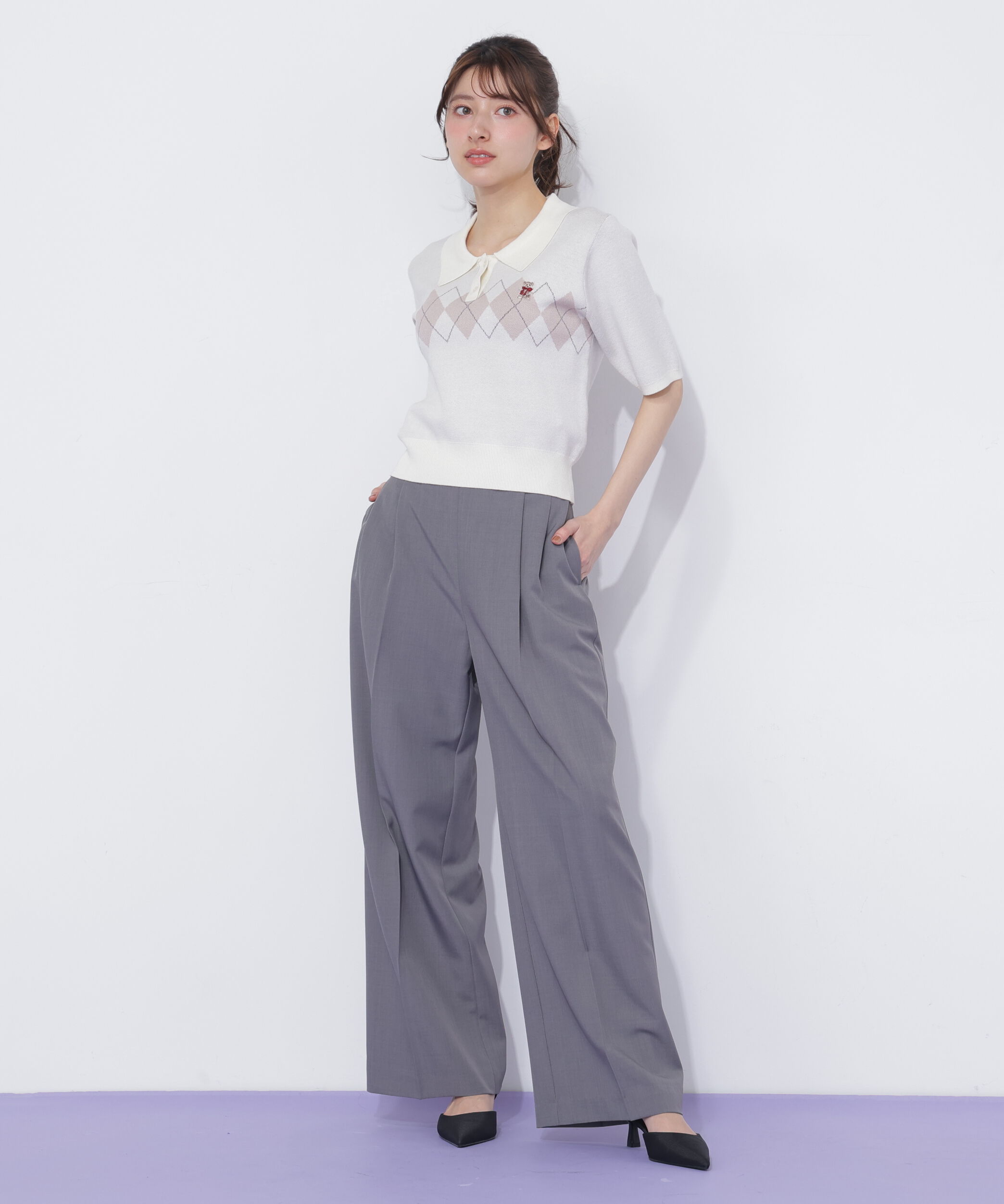  「チェーンベルトタックワイドパンツ」|その他|