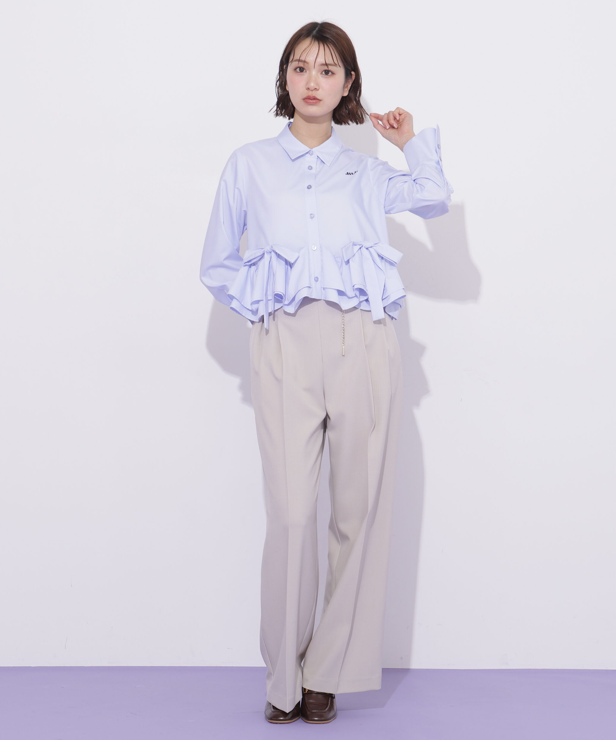  「チェーンベルトタックワイドパンツ」|その他|