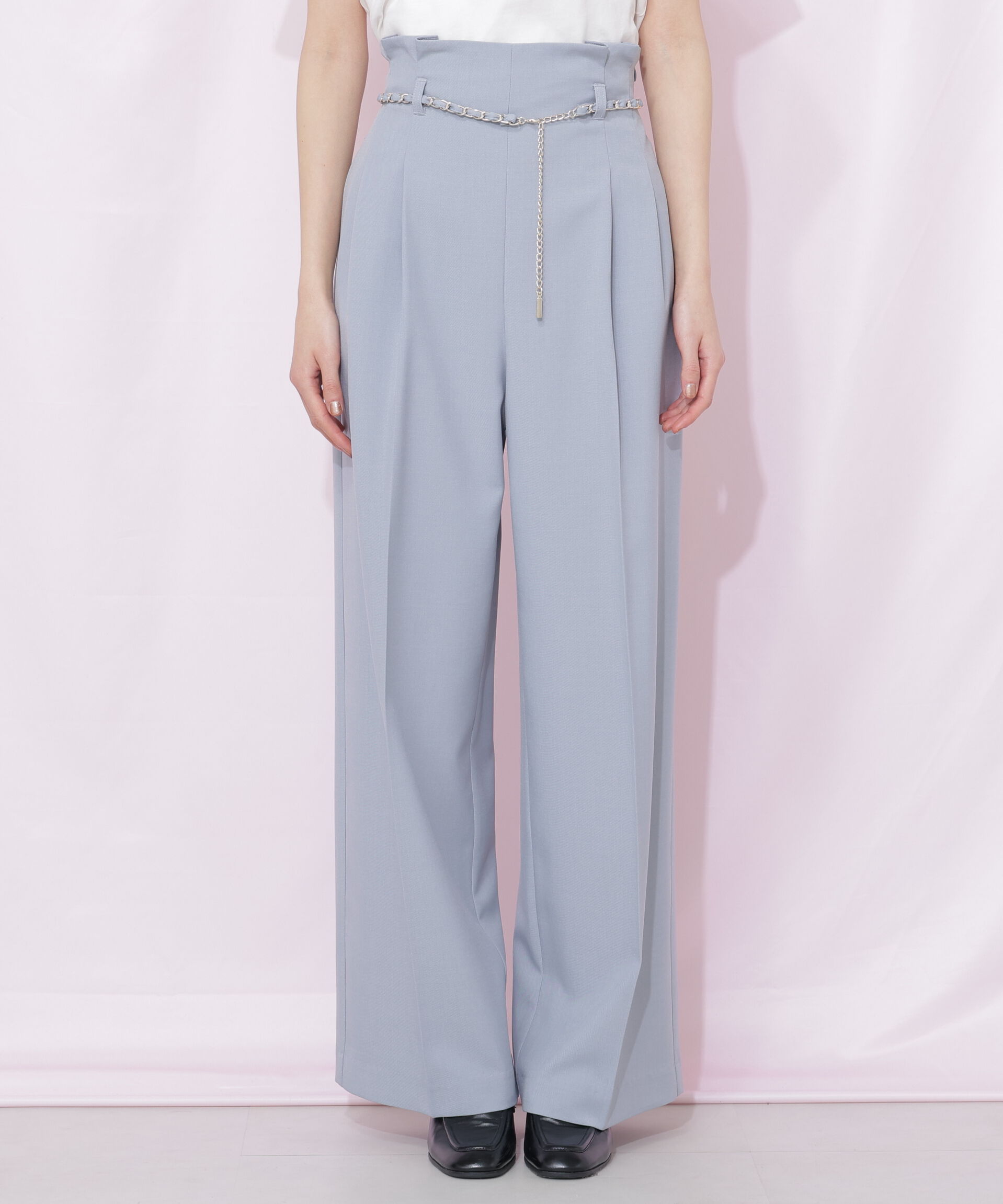  「チェーンベルトタックワイドパンツ」|その他|