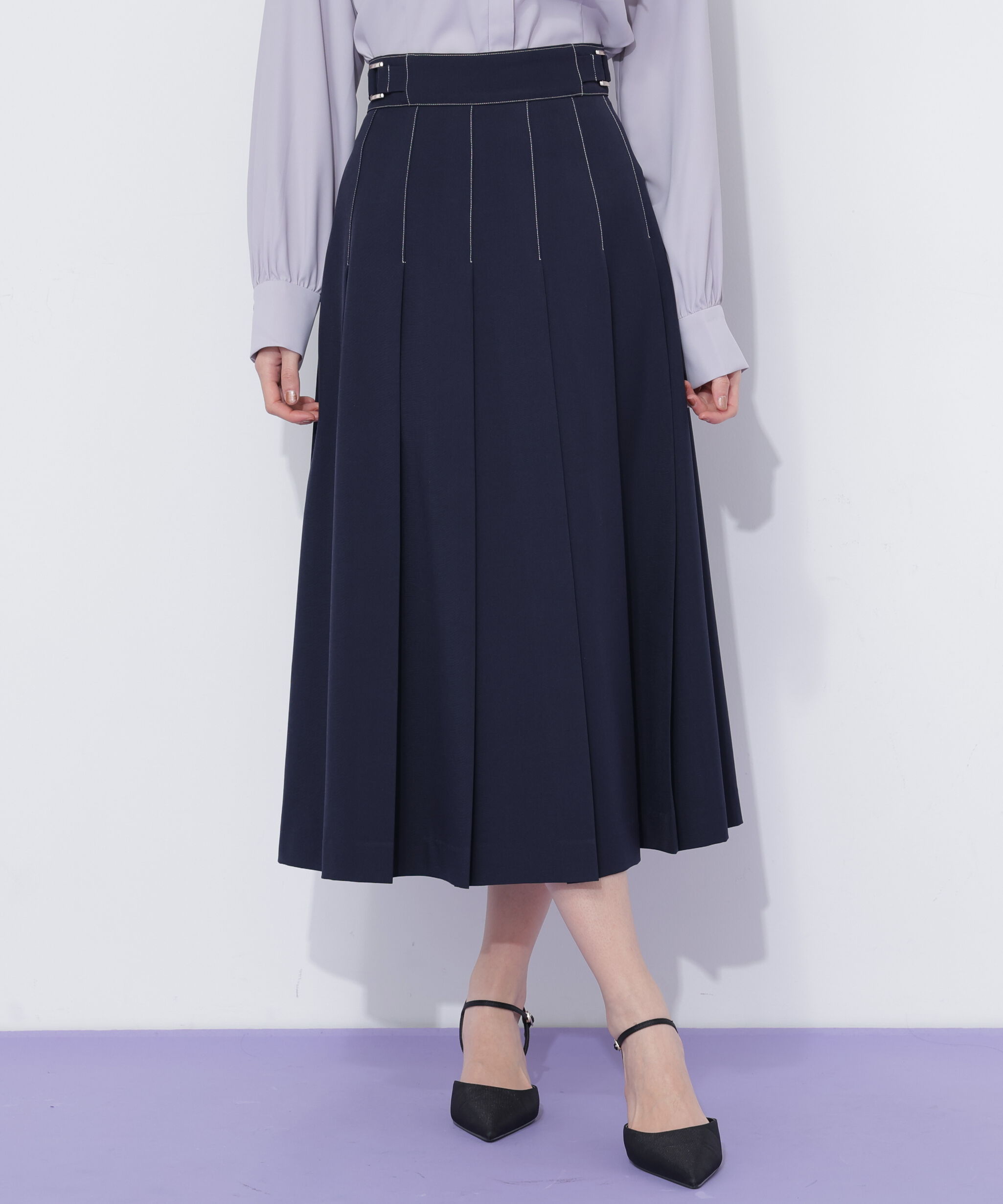  「サイドベルトプリーツスカート」|スカート|