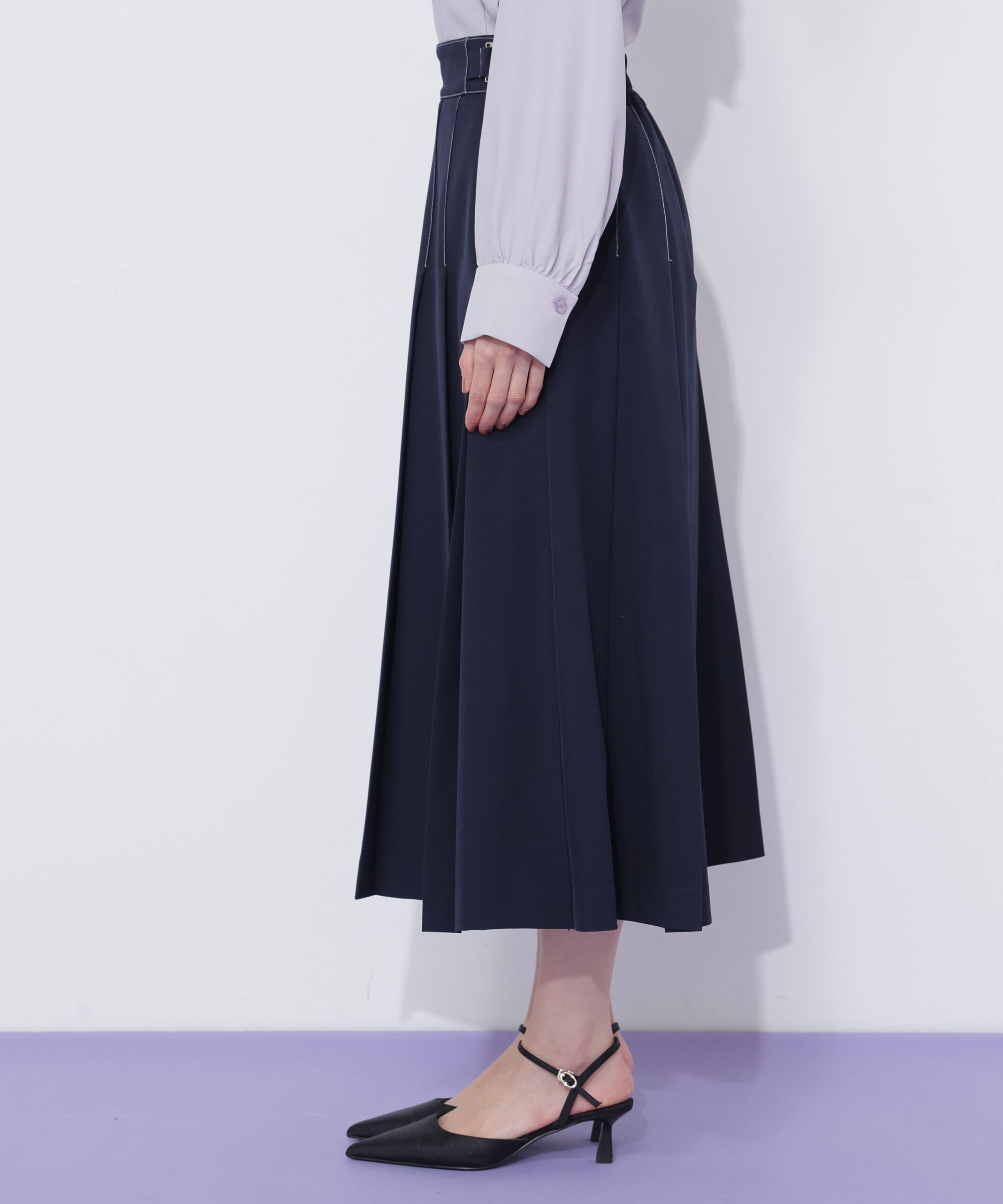  「サイドベルトプリーツスカート」|スカート|