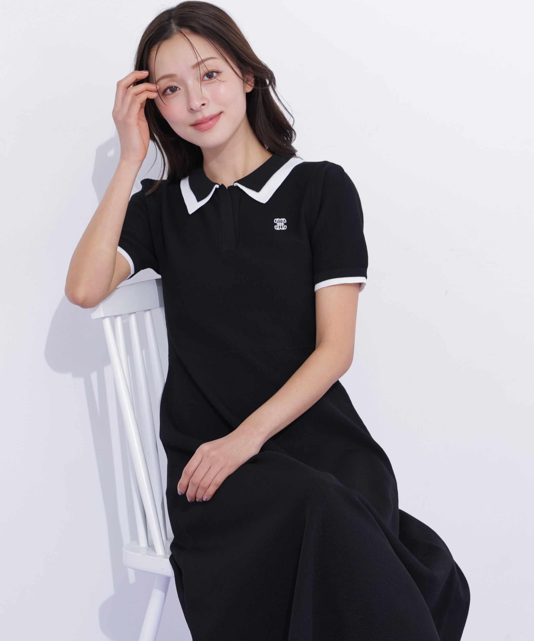  「ダブル襟半袖ポロシャツワンピース」|ワンピース|