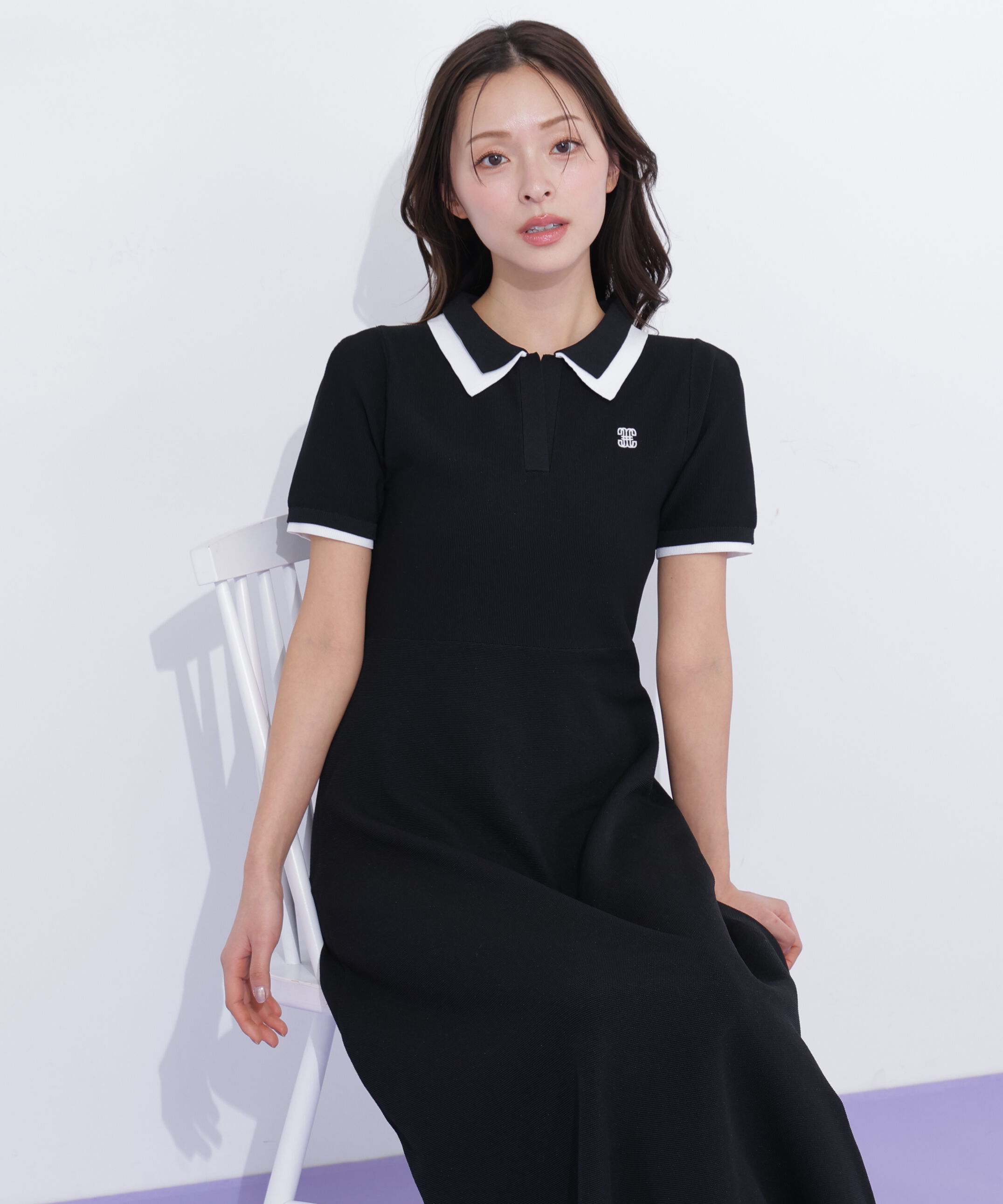  「ダブル襟半袖ポロシャツワンピース」|ワンピース|