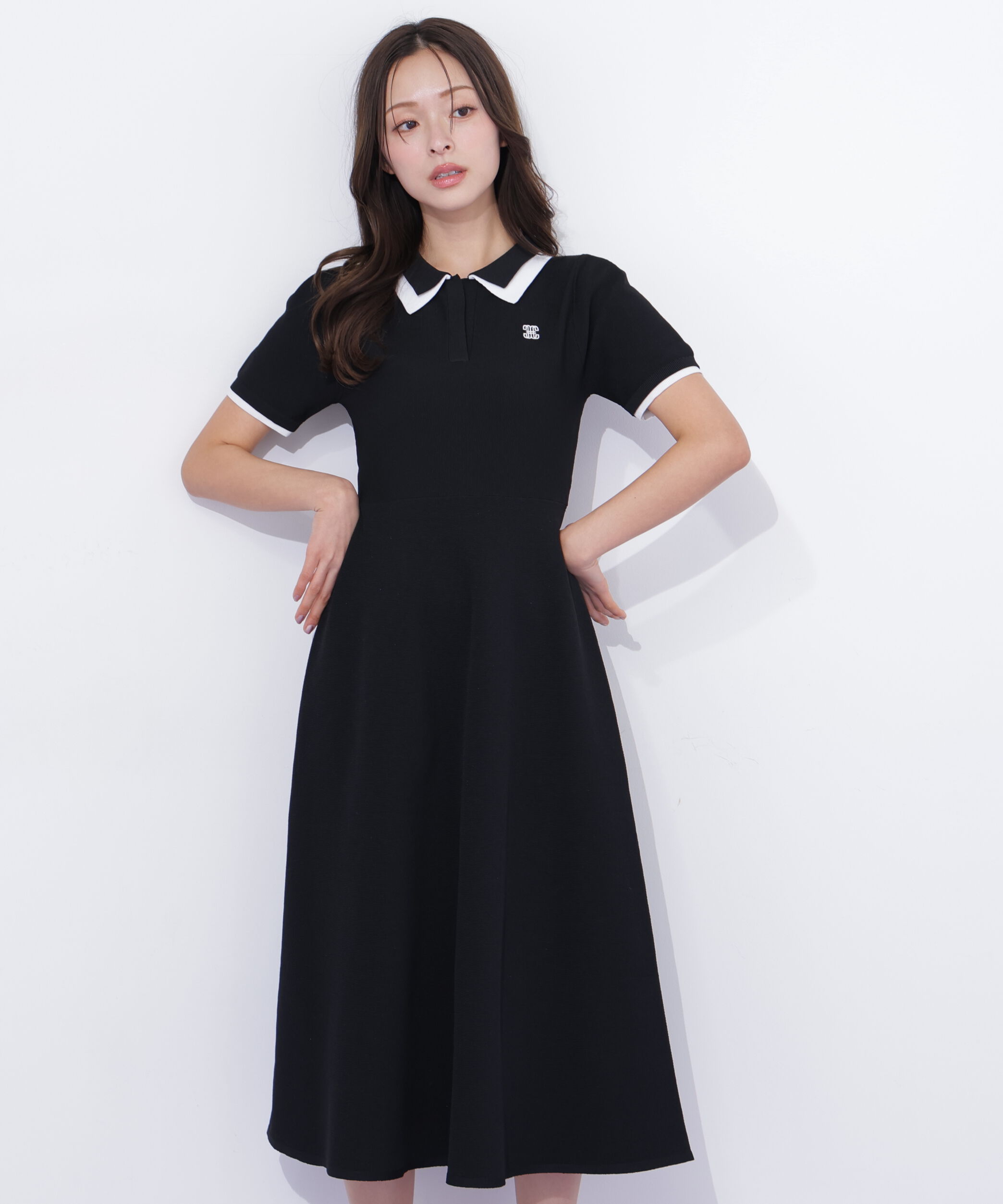  「ダブル襟半袖ポロシャツワンピース」|ワンピース|