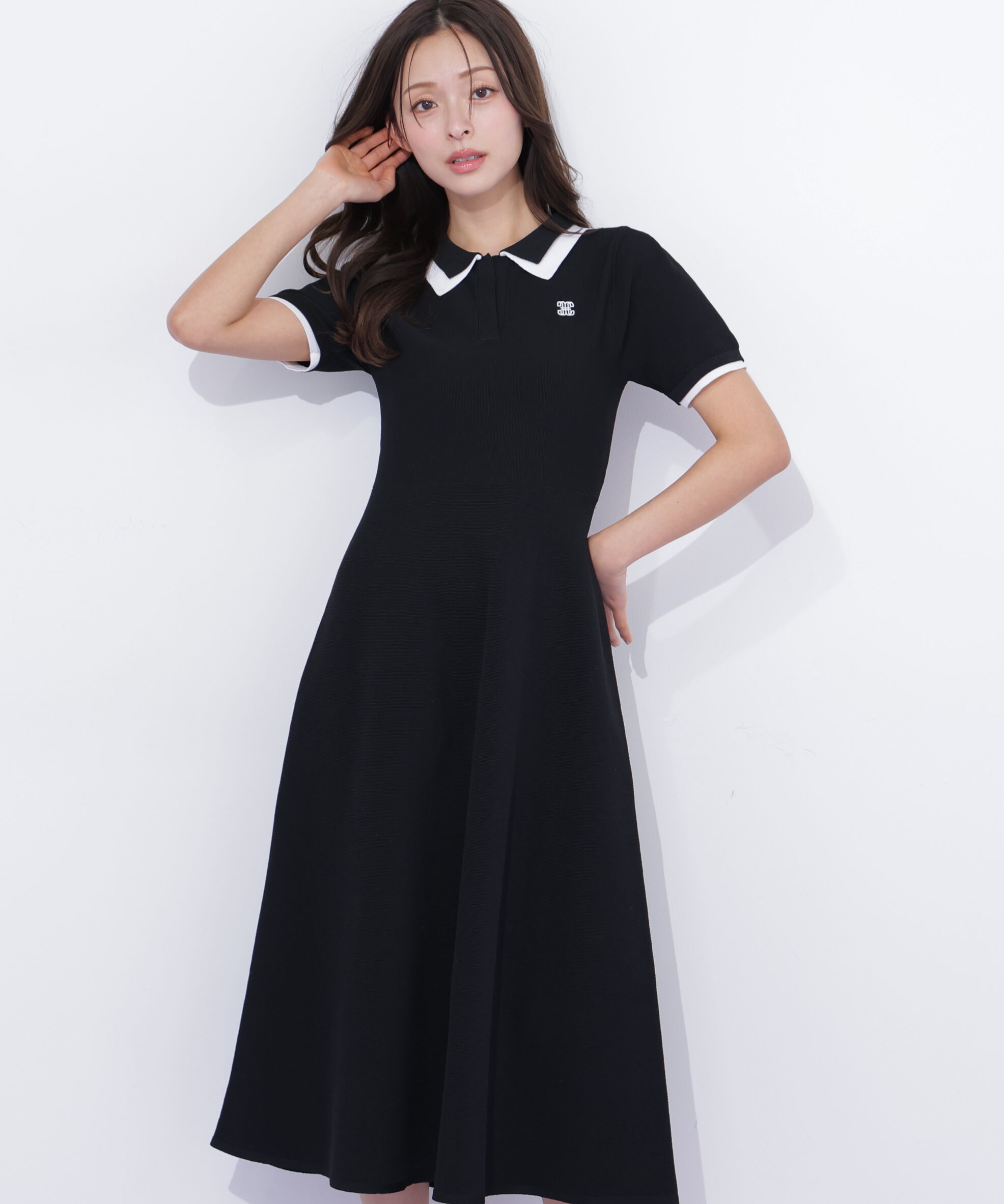  「ダブル襟半袖ポロシャツワンピース」|ワンピース|