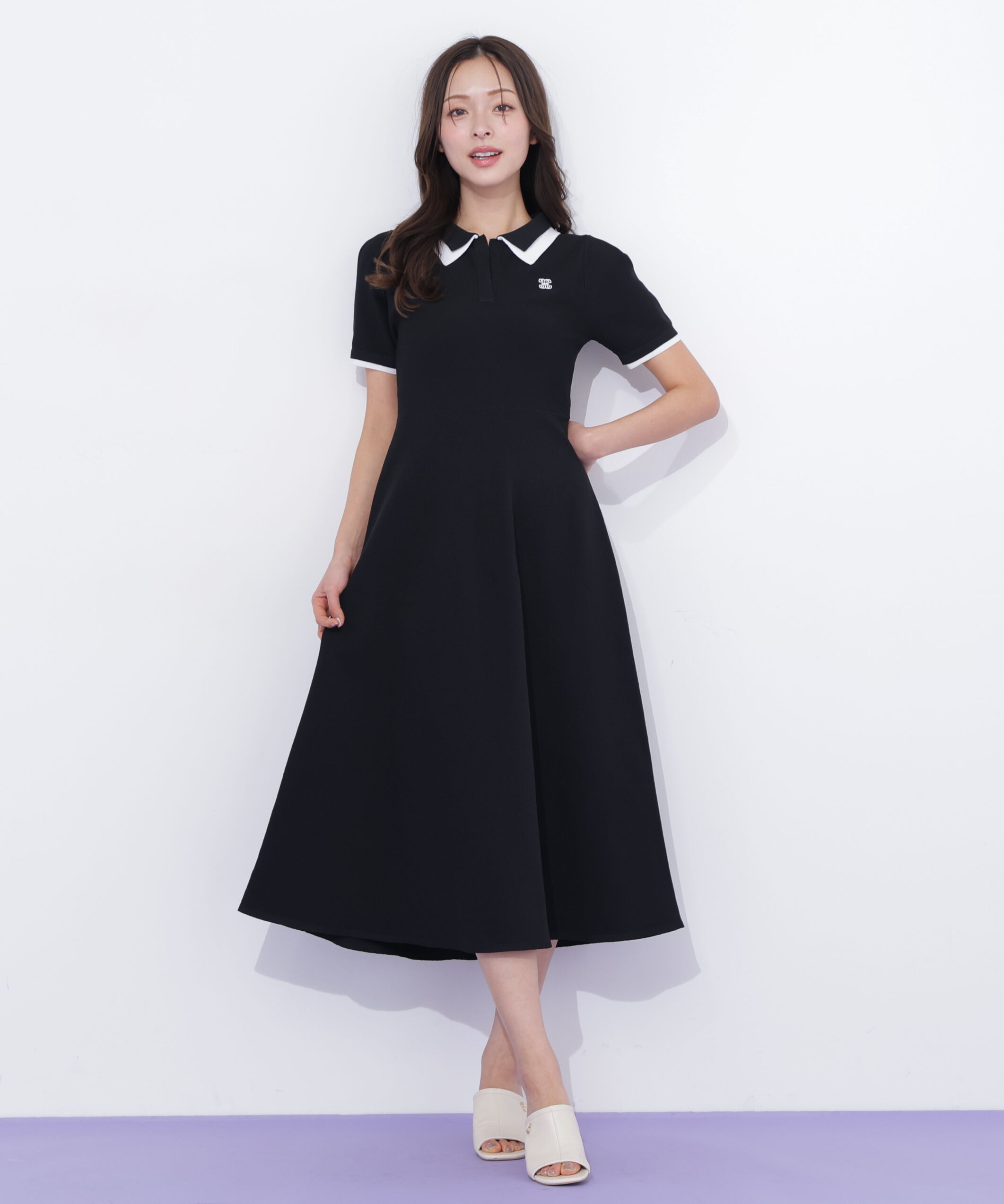  「ダブル襟半袖ポロシャツワンピース」|ワンピース|