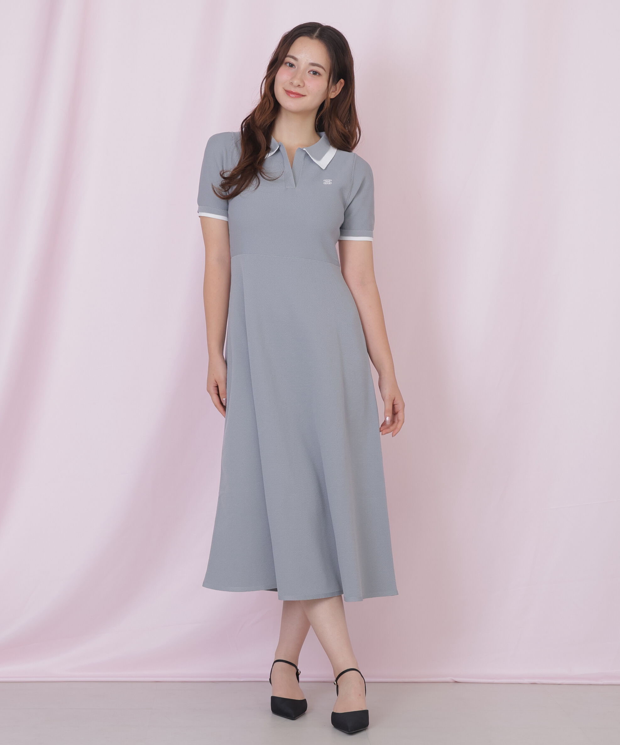  「ダブル襟半袖ポロシャツワンピース」|ワンピース|