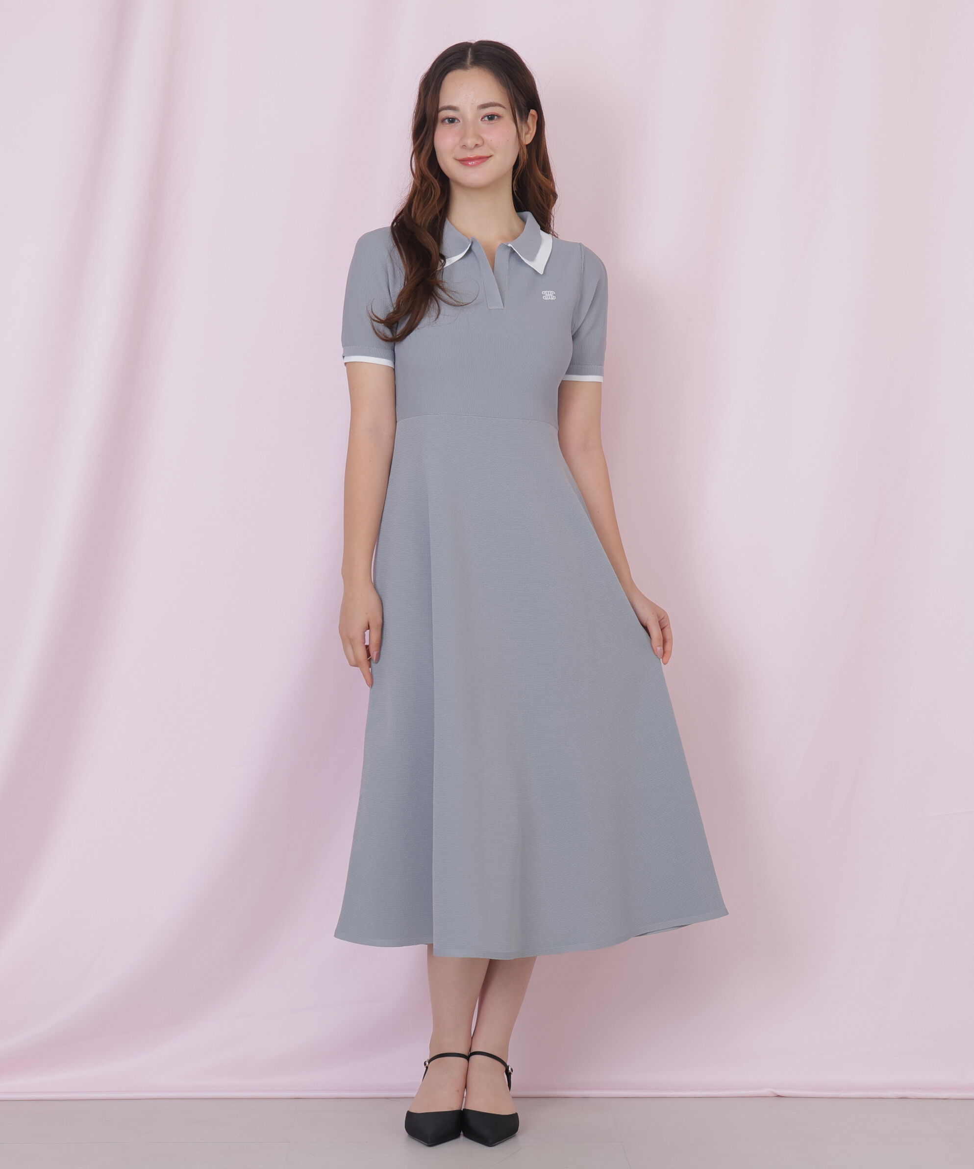  「ダブル襟半袖ポロシャツワンピース」|ワンピース|