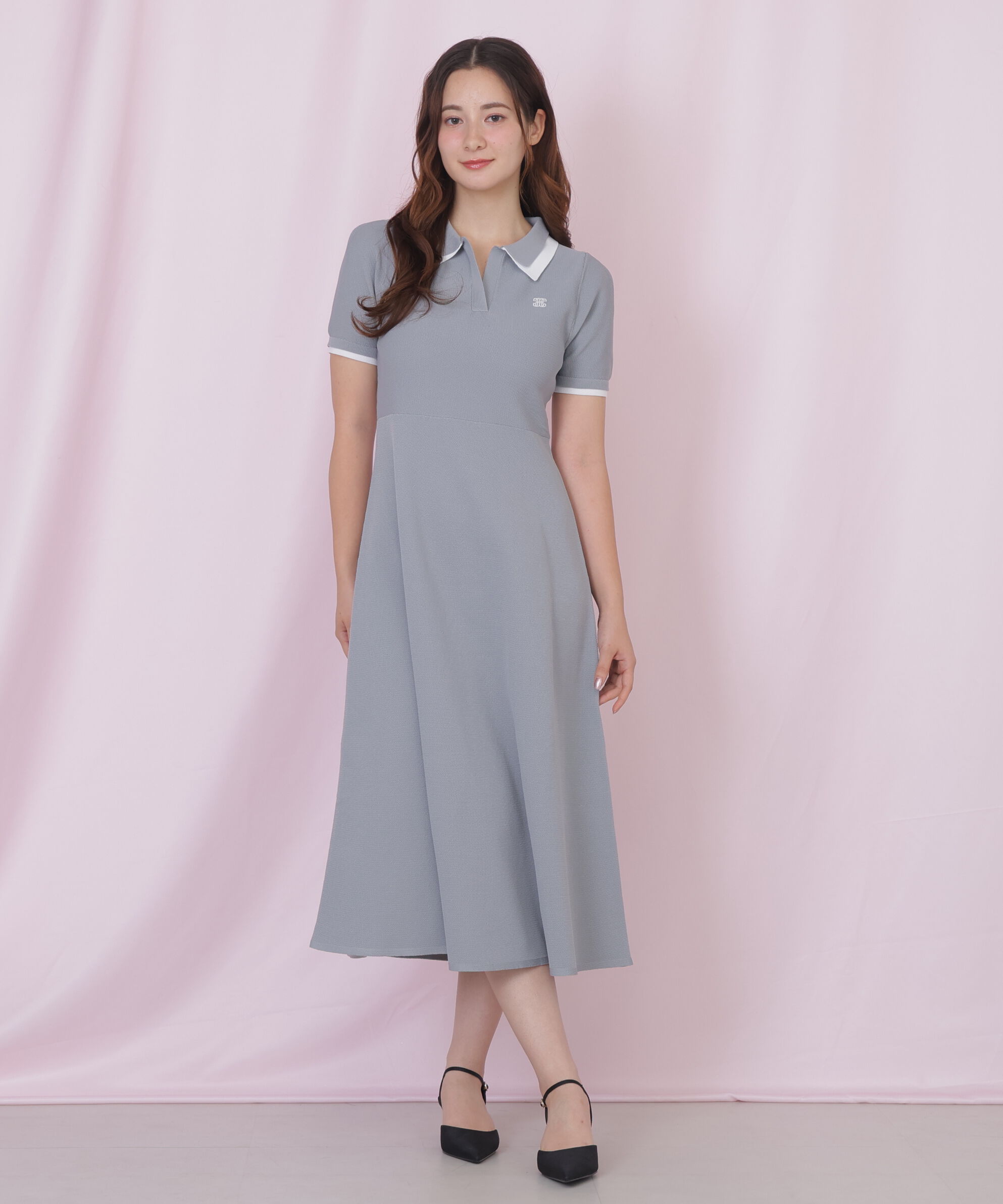  「ダブル襟半袖ポロシャツワンピース」|ワンピース|