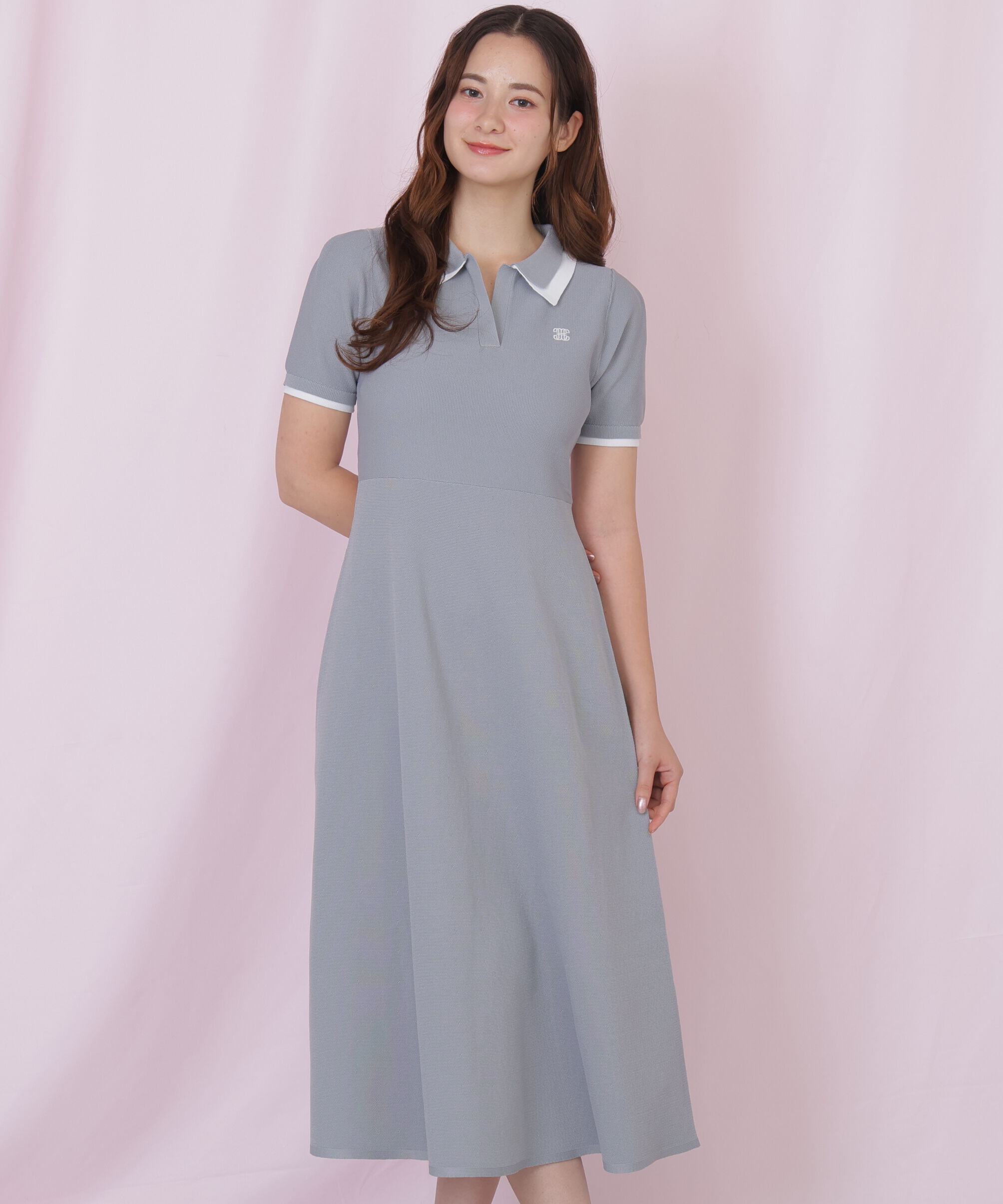  「ダブル襟半袖ポロシャツワンピース」|ワンピース|