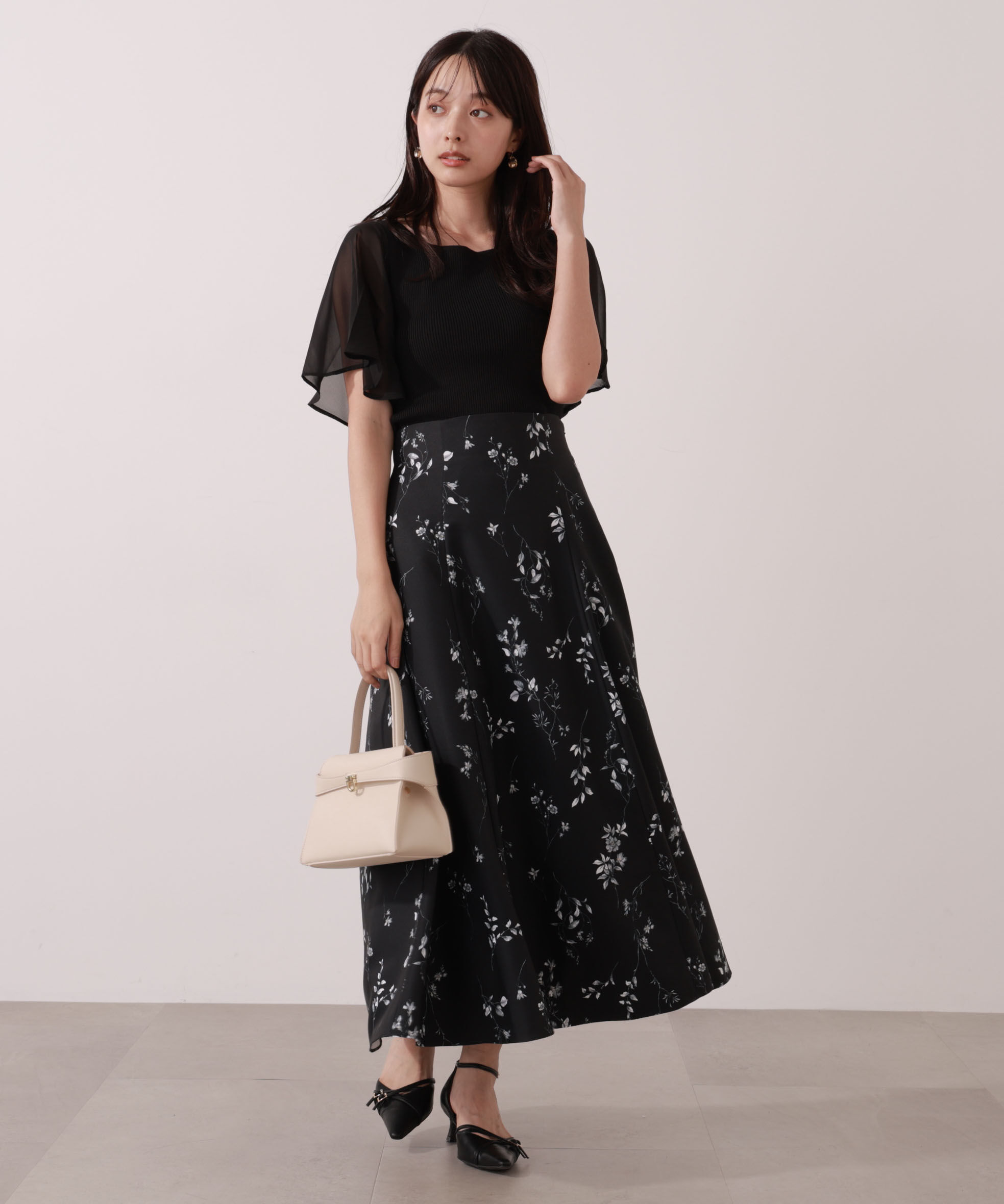 PROPORTION BODY DRESSING「シアーフレアスリーブリブニット」|ニット・セーター|