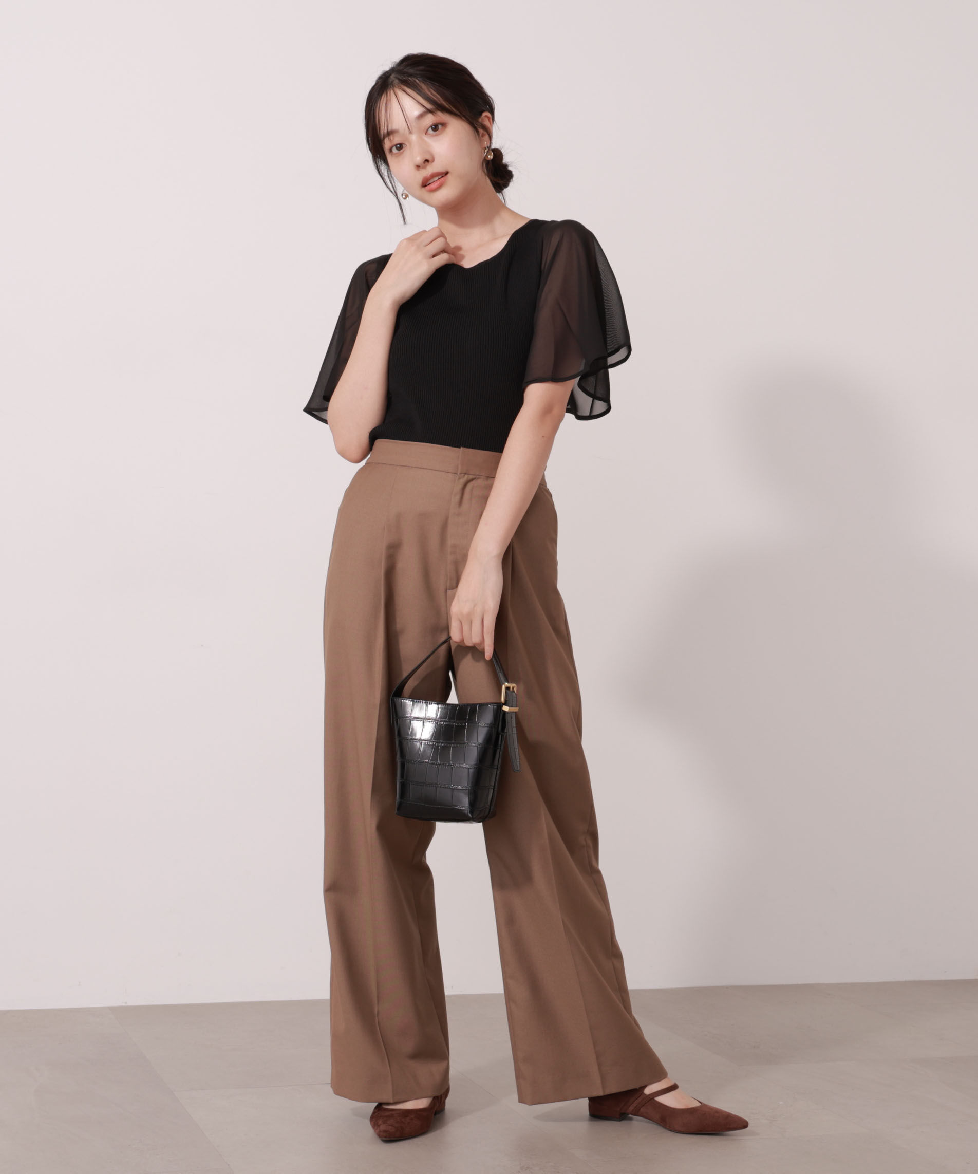 PROPORTION BODY DRESSING「シアーフレアスリーブリブニット」|ニット・セーター|