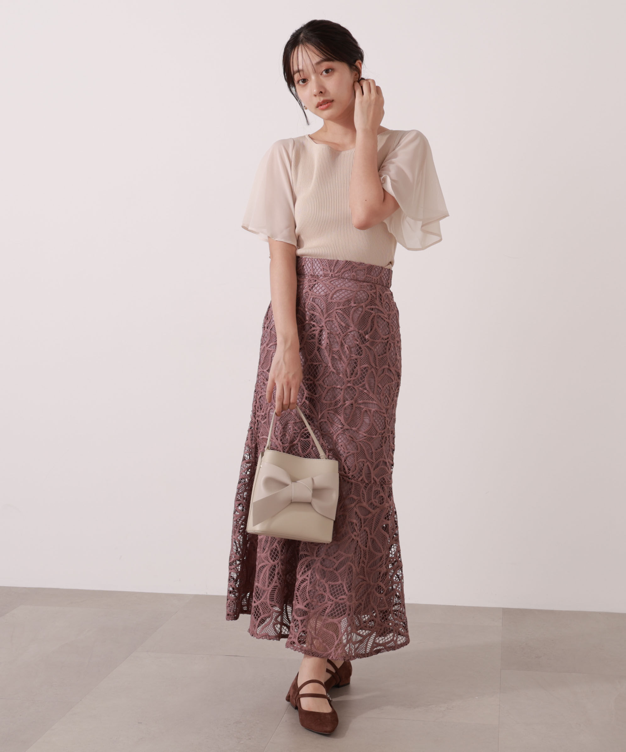 PROPORTION BODY DRESSING「シアーフレアスリーブリブニット」|ニット・セーター|