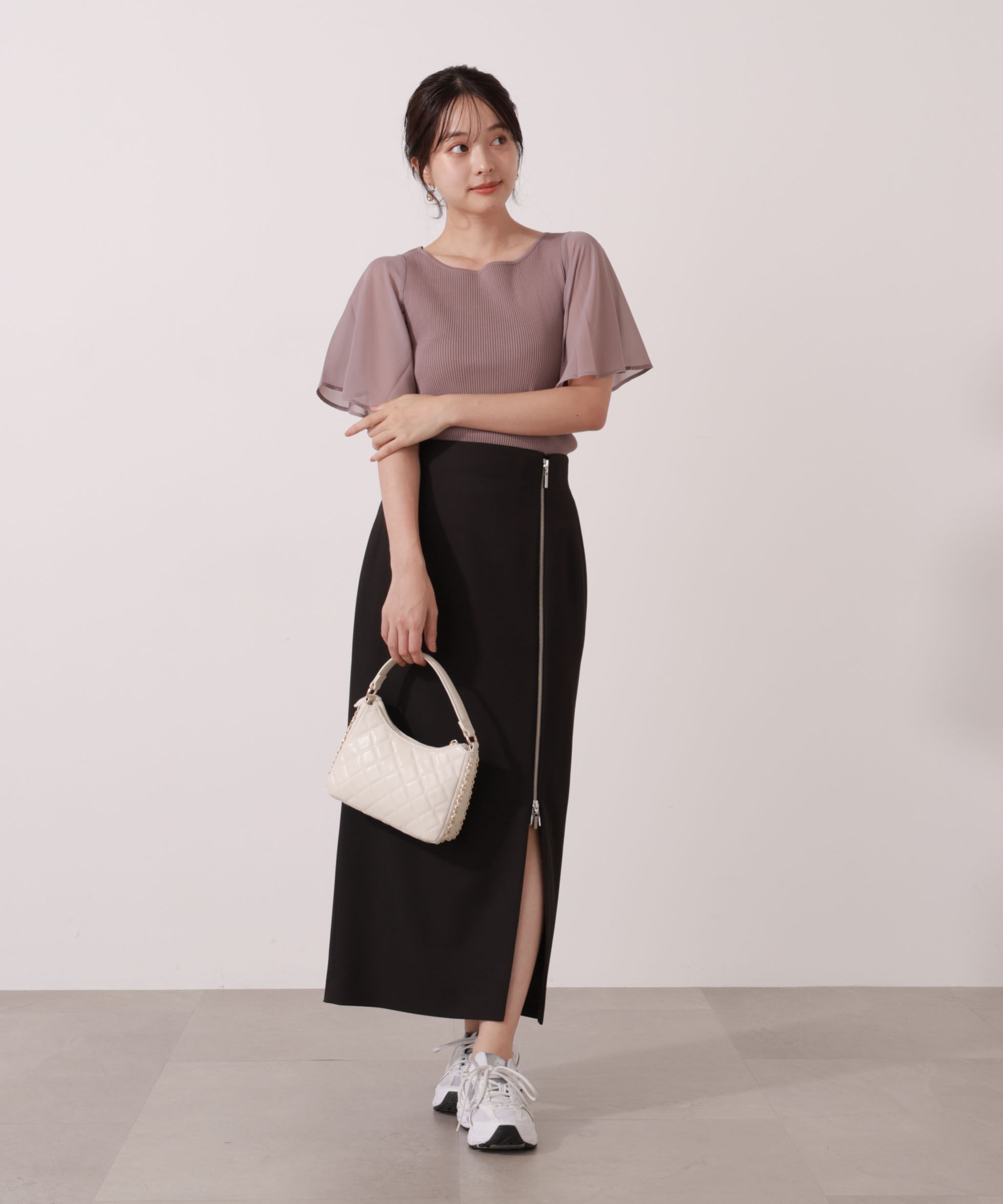 PROPORTION BODY DRESSING「シアーフレアスリーブリブニット」|ニット・セーター|