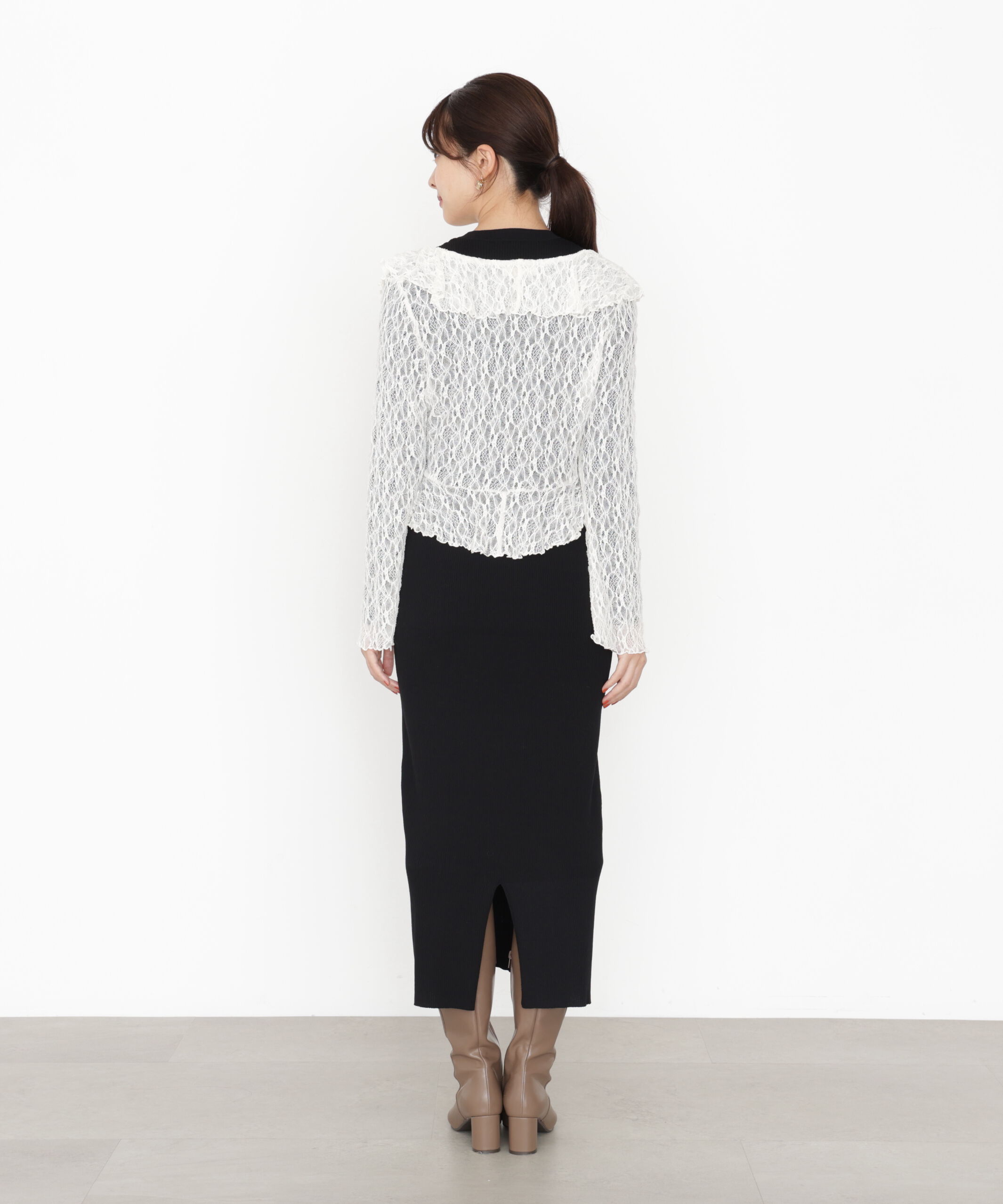 PROPORTION BODY DRESSING「フリルレースセットニットワンピース 25AW」|ワンピース|