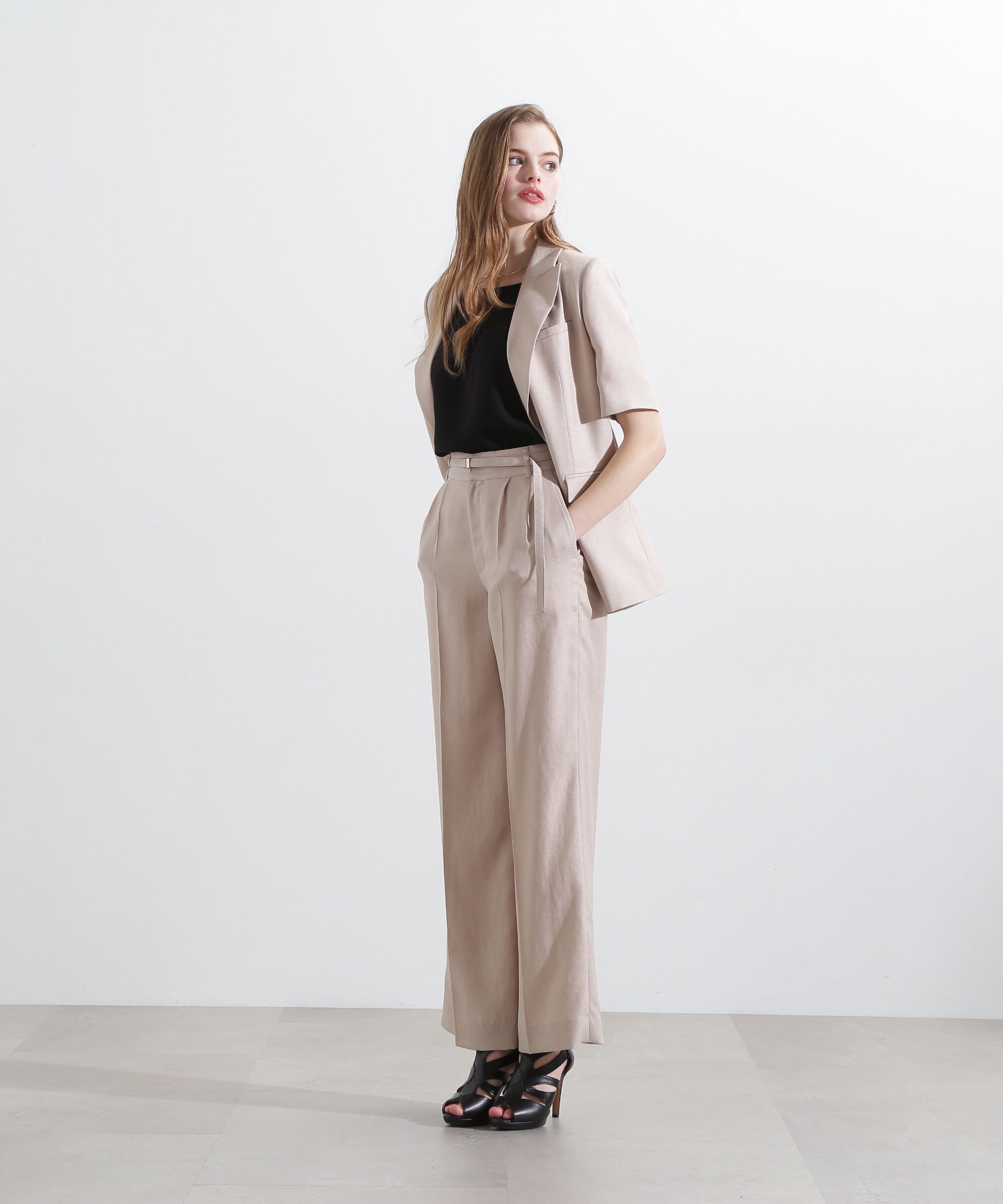  「◆スリムベルト付きワイドパンツ」|その他|