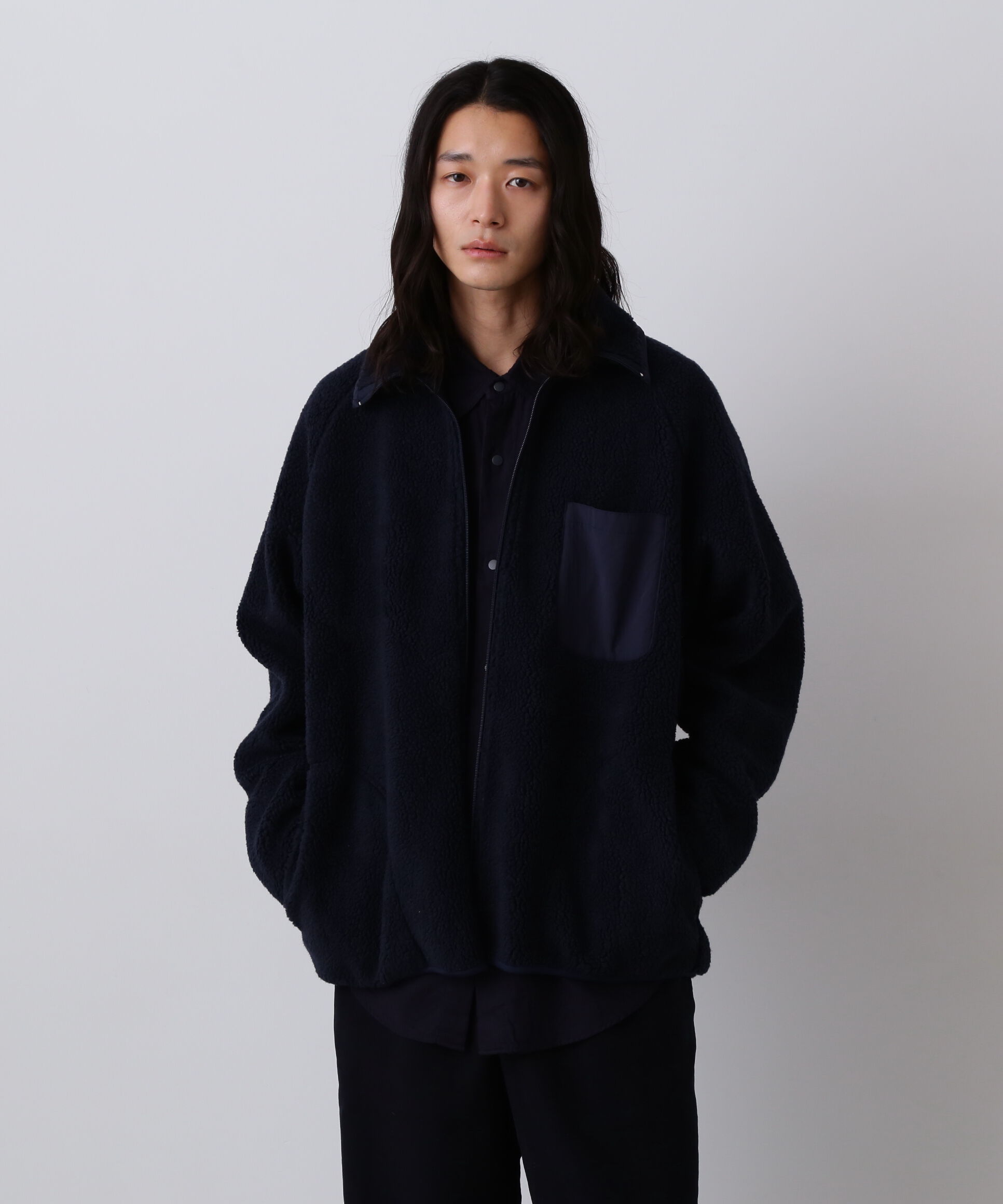 YLEVE 「Ｙ / RECYCLE POLYESTER BOA BLOUSON」|ブルゾン・スタジャン|ネイビー