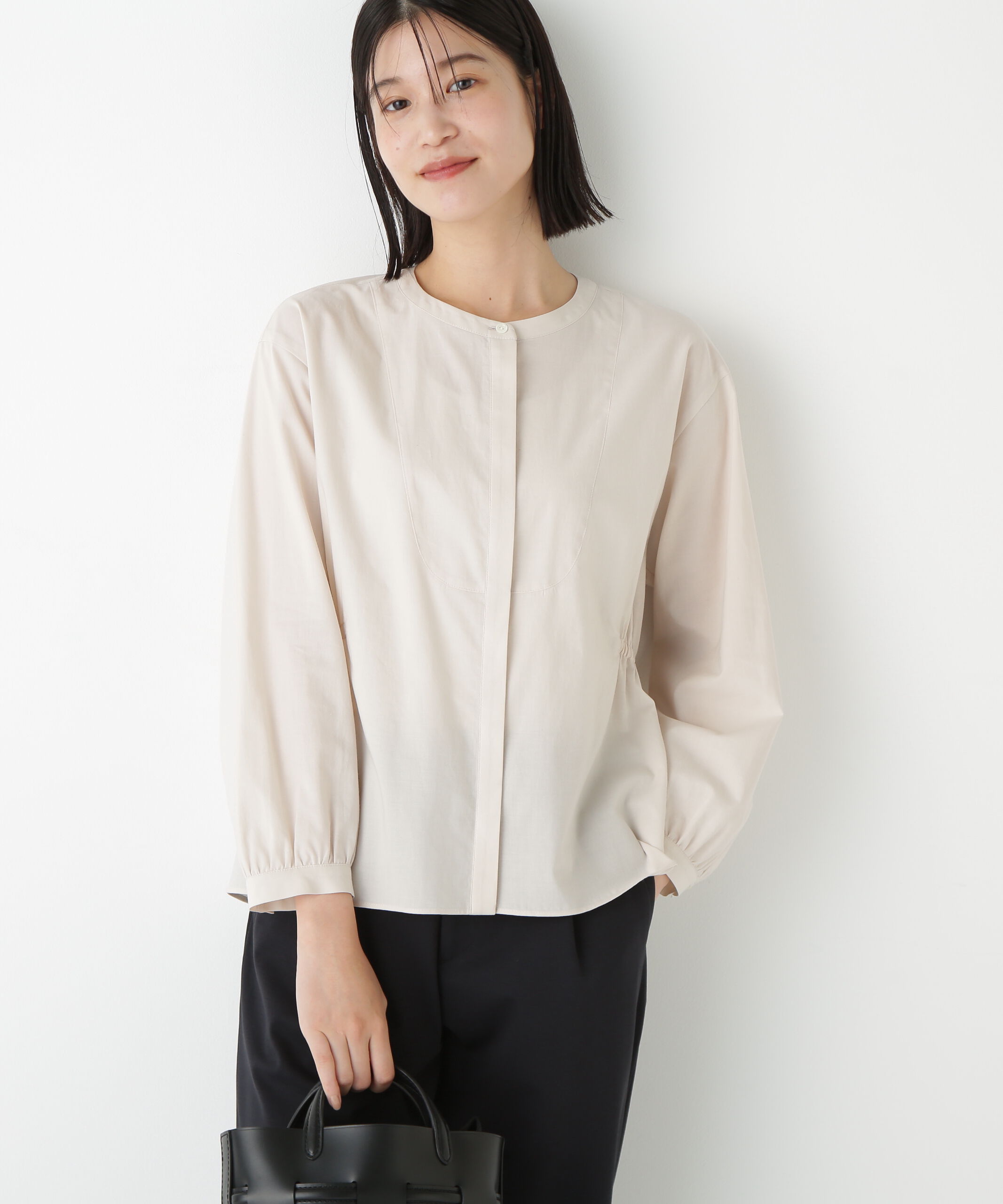  「◆チューインローンブラウジングノーカラーシャツブラウス」|シャツ・ブラウス|エクリュ1