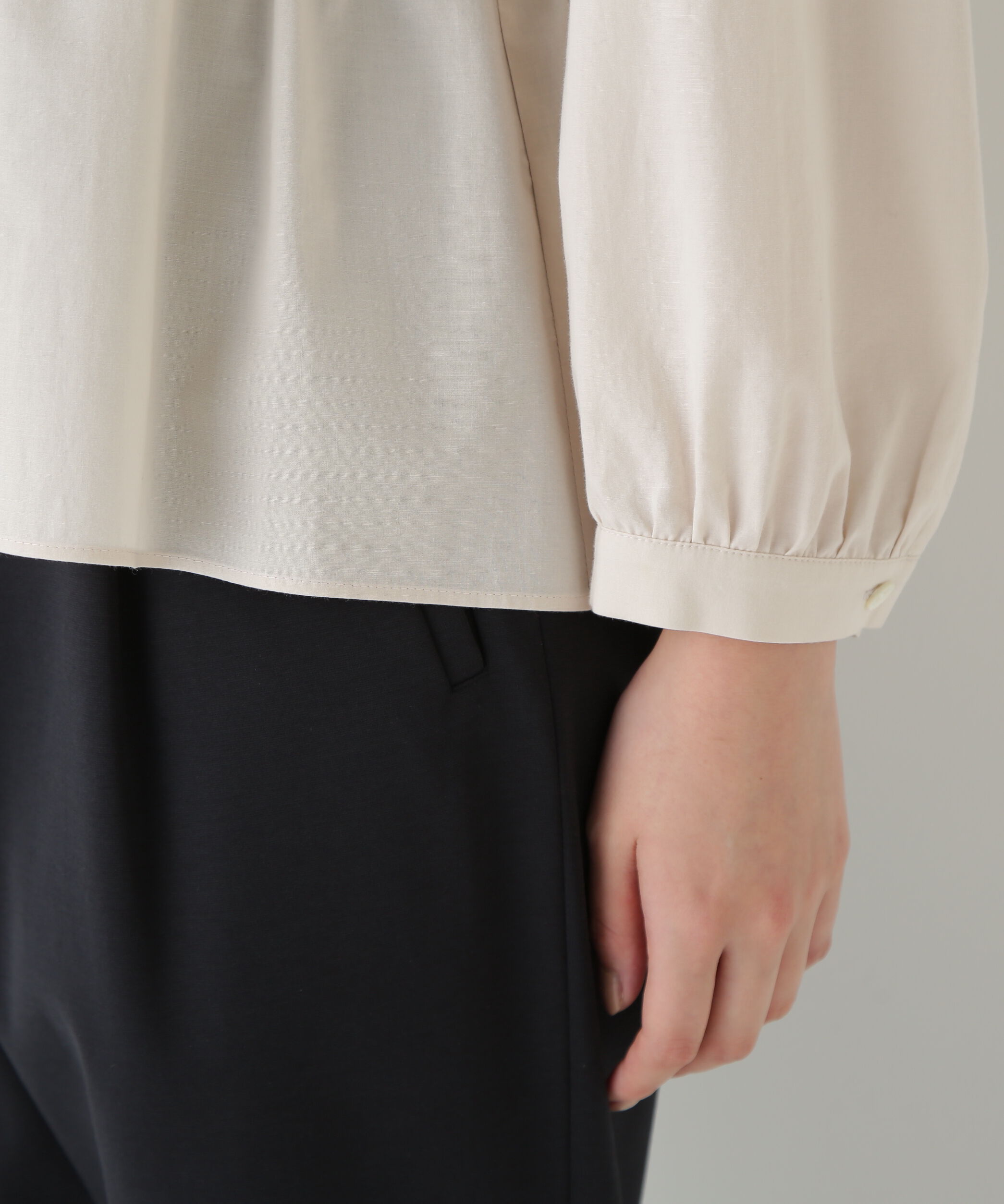  「◆チューインローンブラウジングノーカラーシャツブラウス」|シャツ・ブラウス|