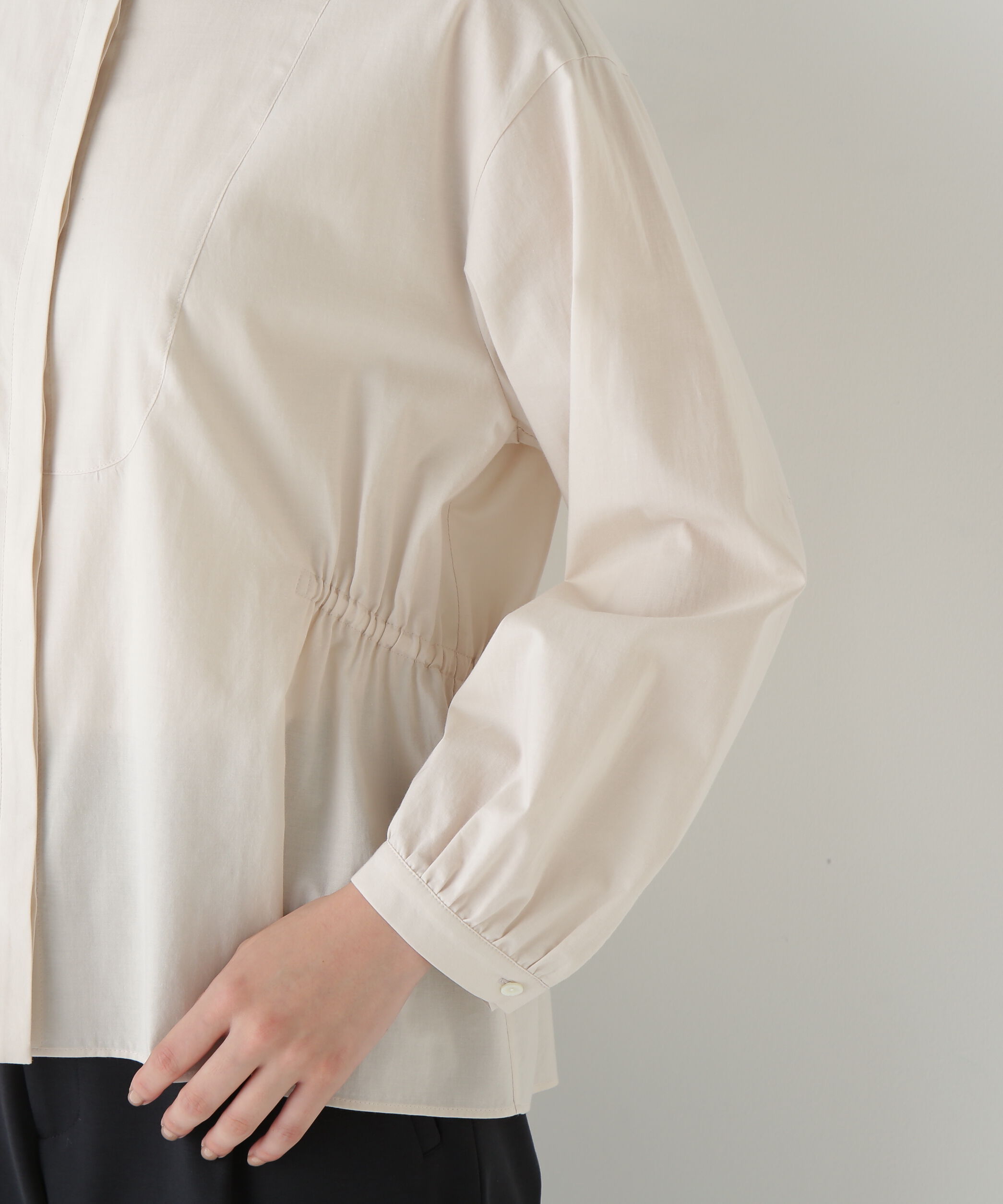  「◆チューインローンブラウジングノーカラーシャツブラウス」|シャツ・ブラウス|