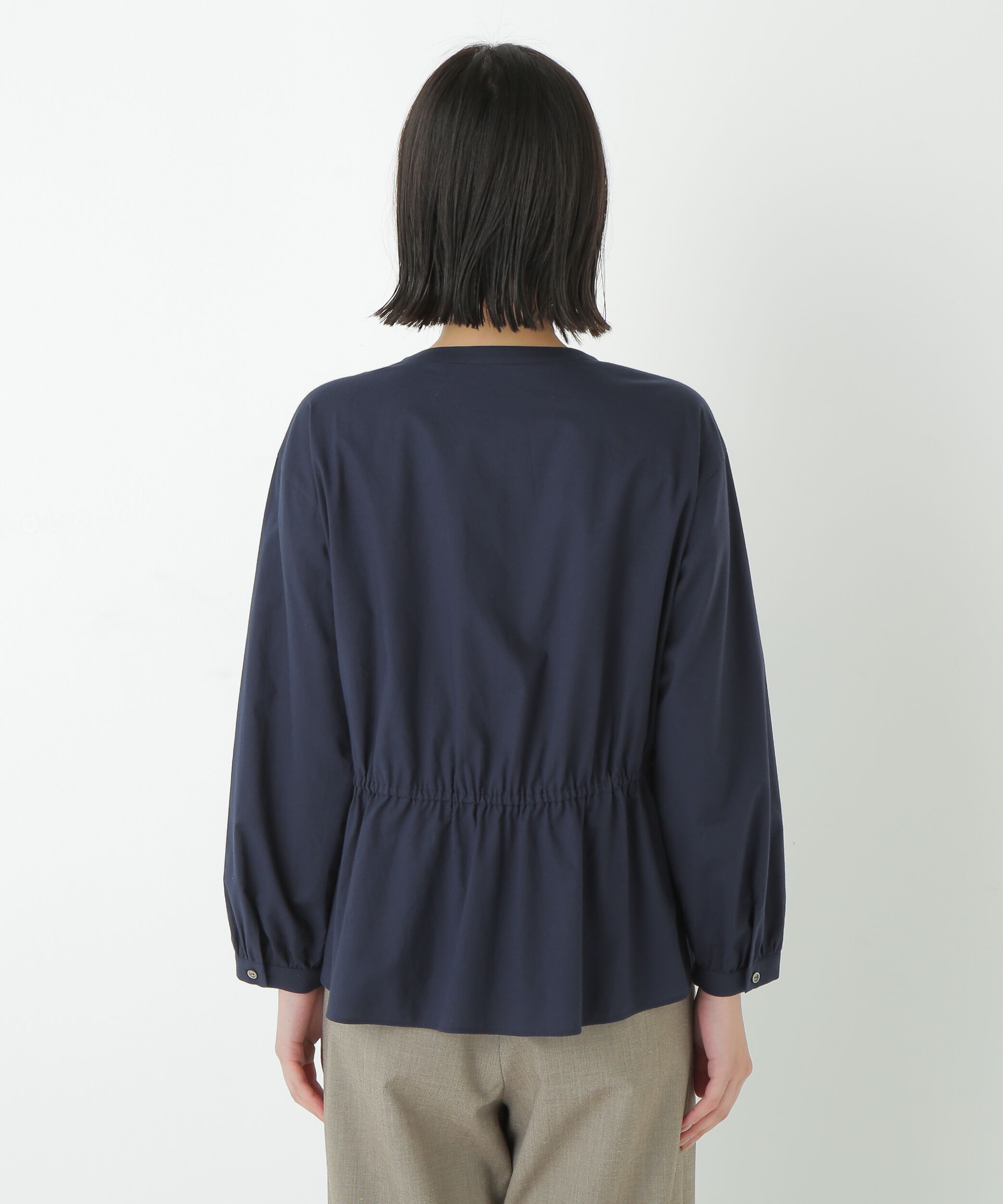  「◆チューインローンブラウジングノーカラーシャツブラウス」|シャツ・ブラウス|