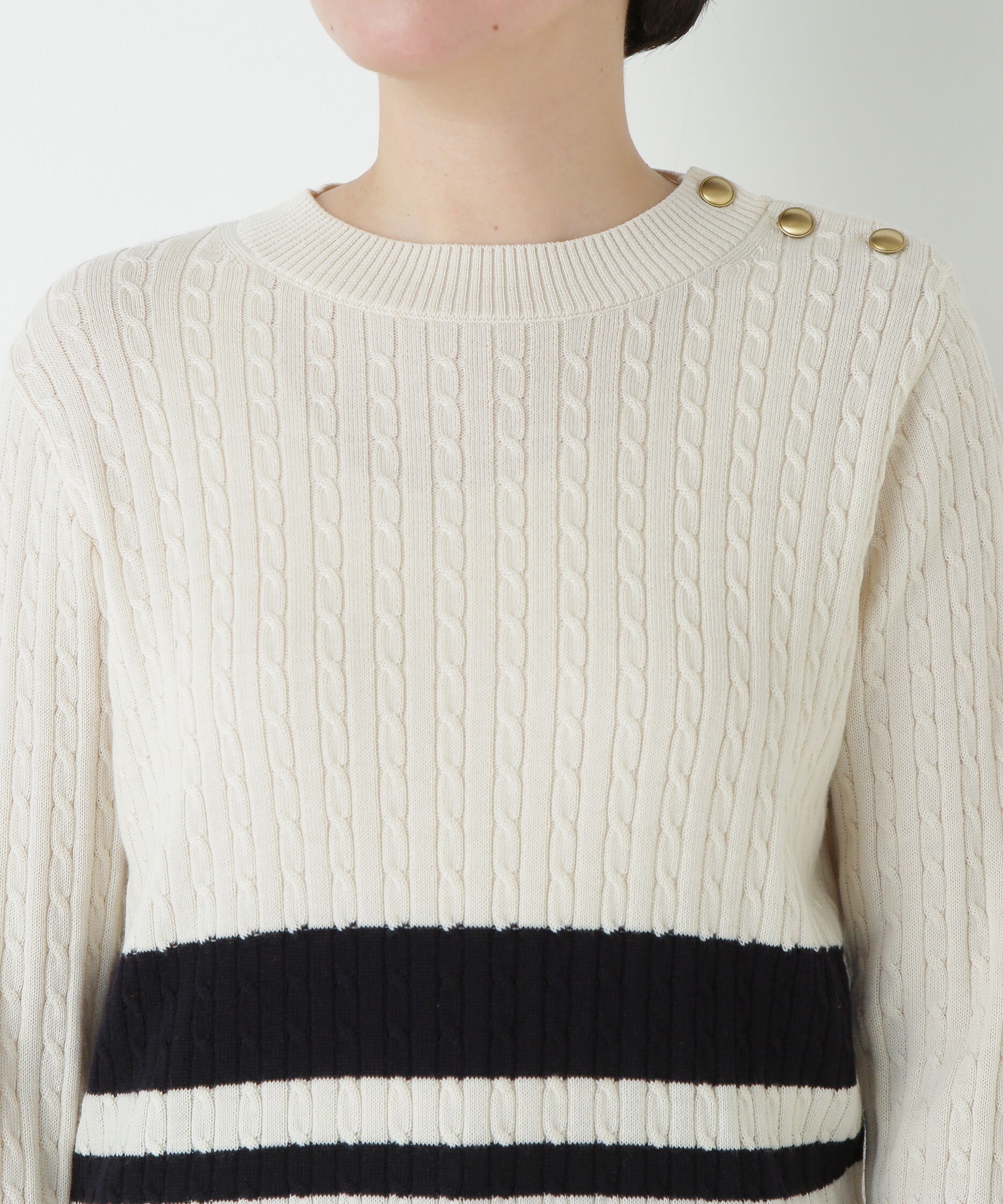  「ミニケーブル釦プルオーバー」|ニット・セーター|