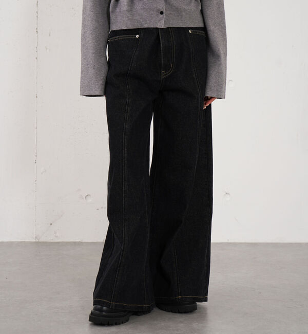 archives「ロゴ刺繍ワイドデニム」|デニム|