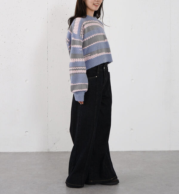 archives「ロゴ刺繍ワイドデニム」|デニム|