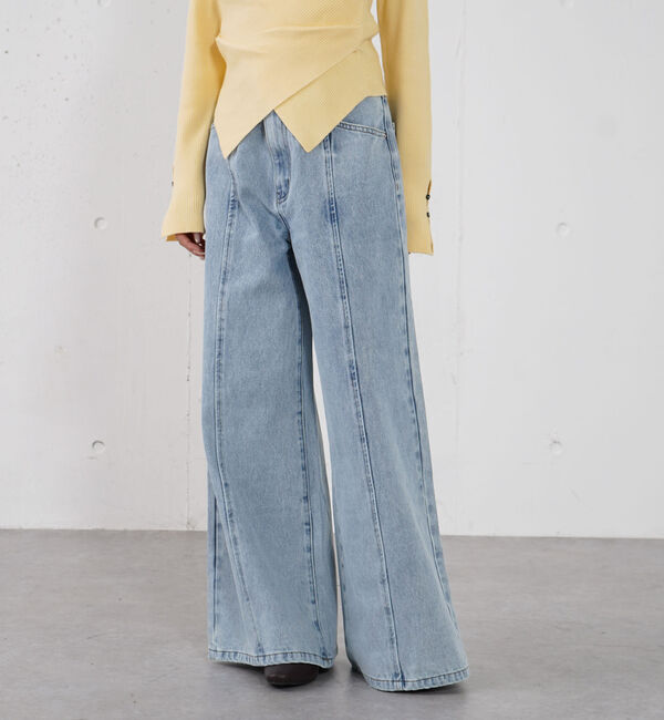 archives「ロゴ刺繍ワイドデニム」|デニム|