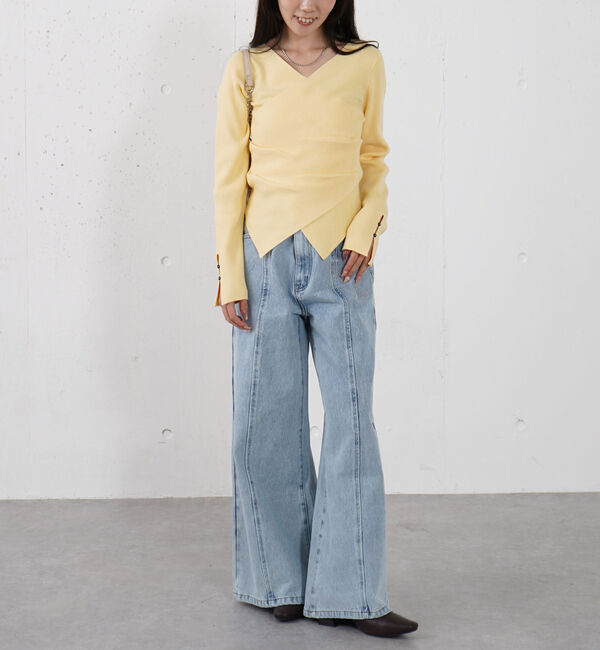 archives「ロゴ刺繍ワイドデニム」|デニム|