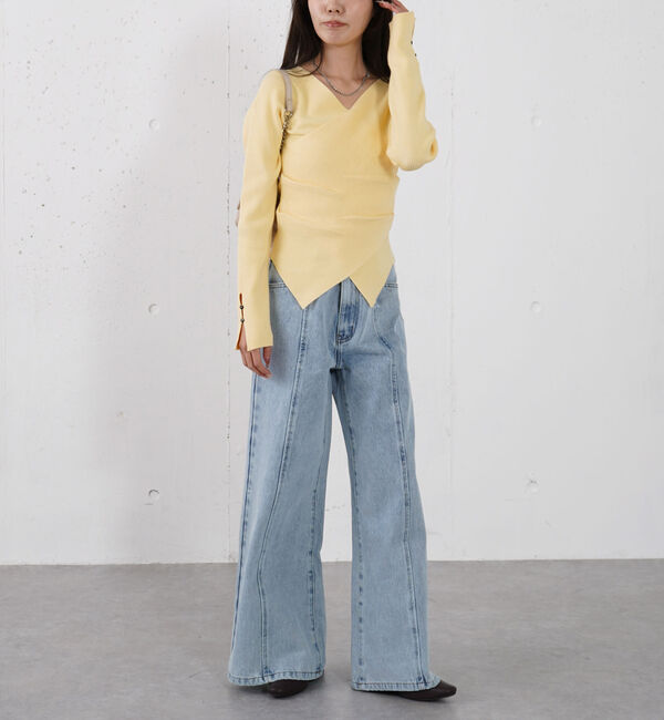 archives「ロゴ刺繍ワイドデニム」|デニム|