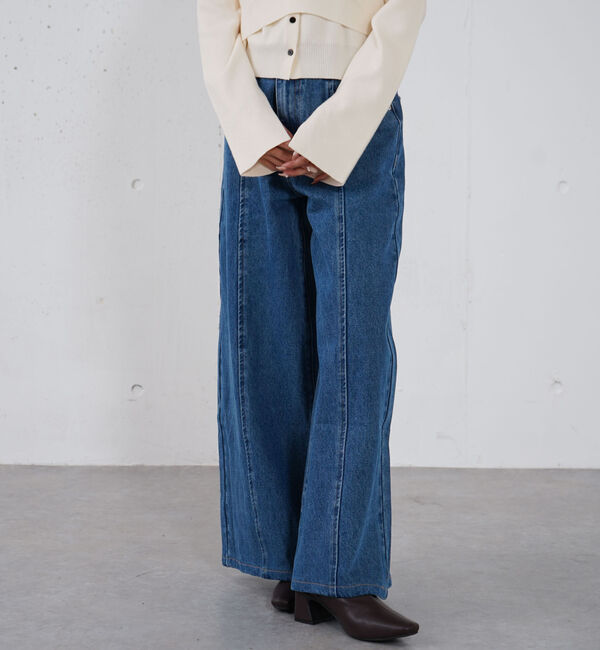 archives「ロゴ刺繍ワイドデニム」|デニム|