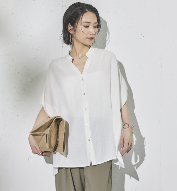 Doux archives「ウォッシャブルリネンライクスキッパープルオーバー」|シャツ・ブラウス|OFF WHITE