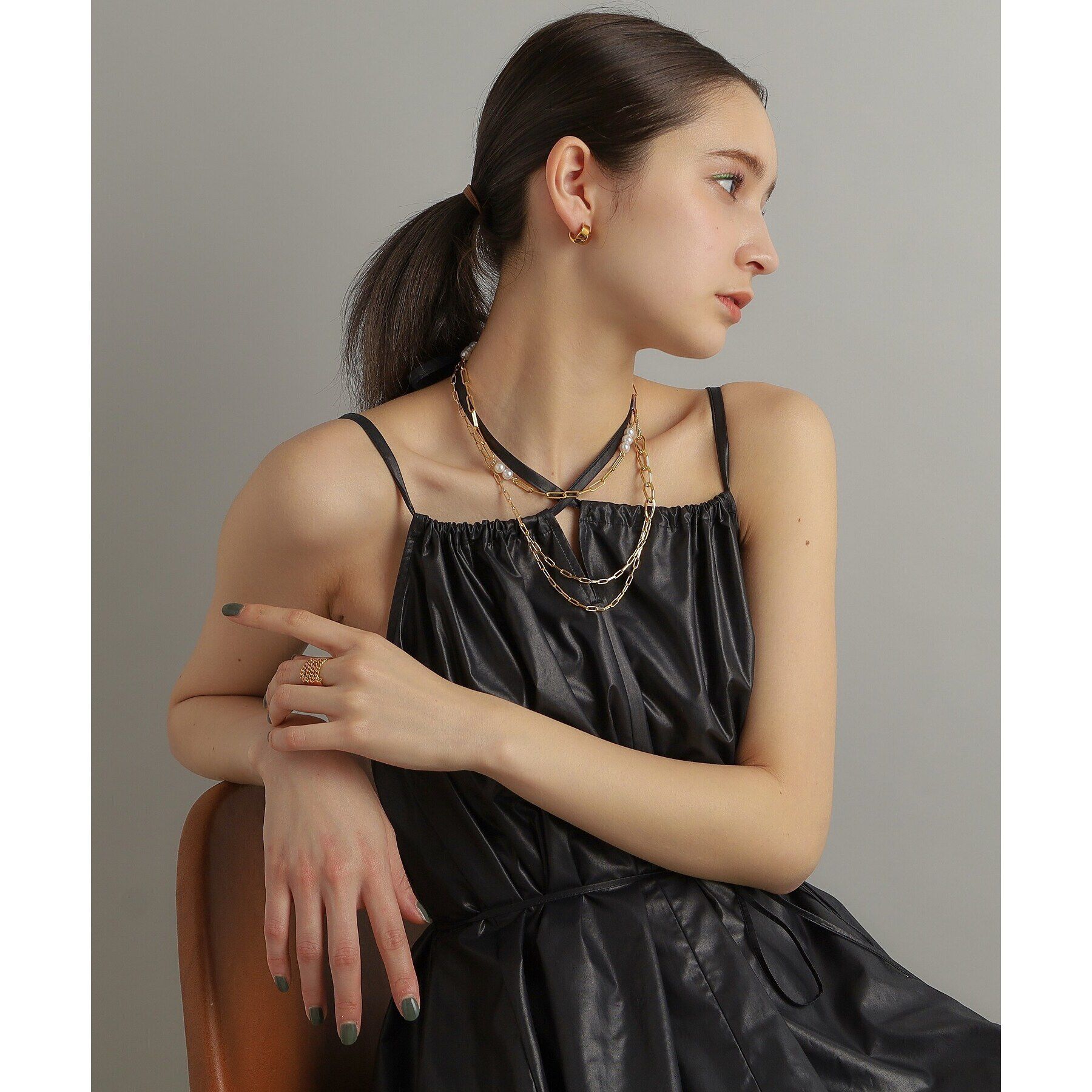 COCOSHNIK ONKITSCH「シルバー ドレープルーズ チェーンリング GP」|リング|